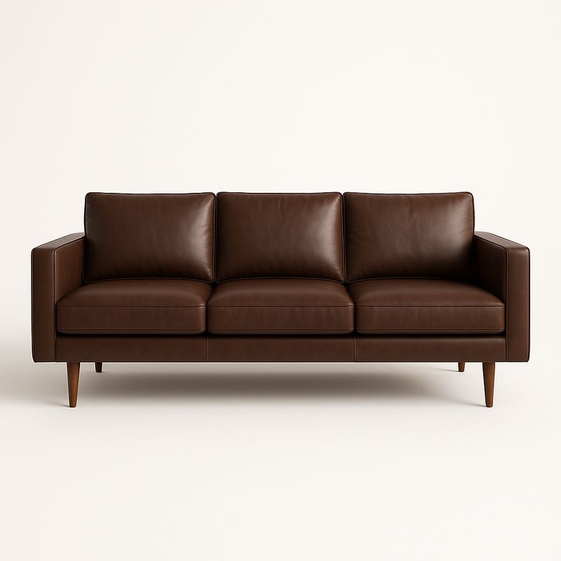 Sofa trzyosobowa skórzana brązowa 200 cm-Kyriahome