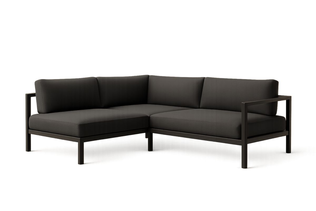 Sofa narożna metalowa antracyt poliester 230x230x72 cm-Kyriahome