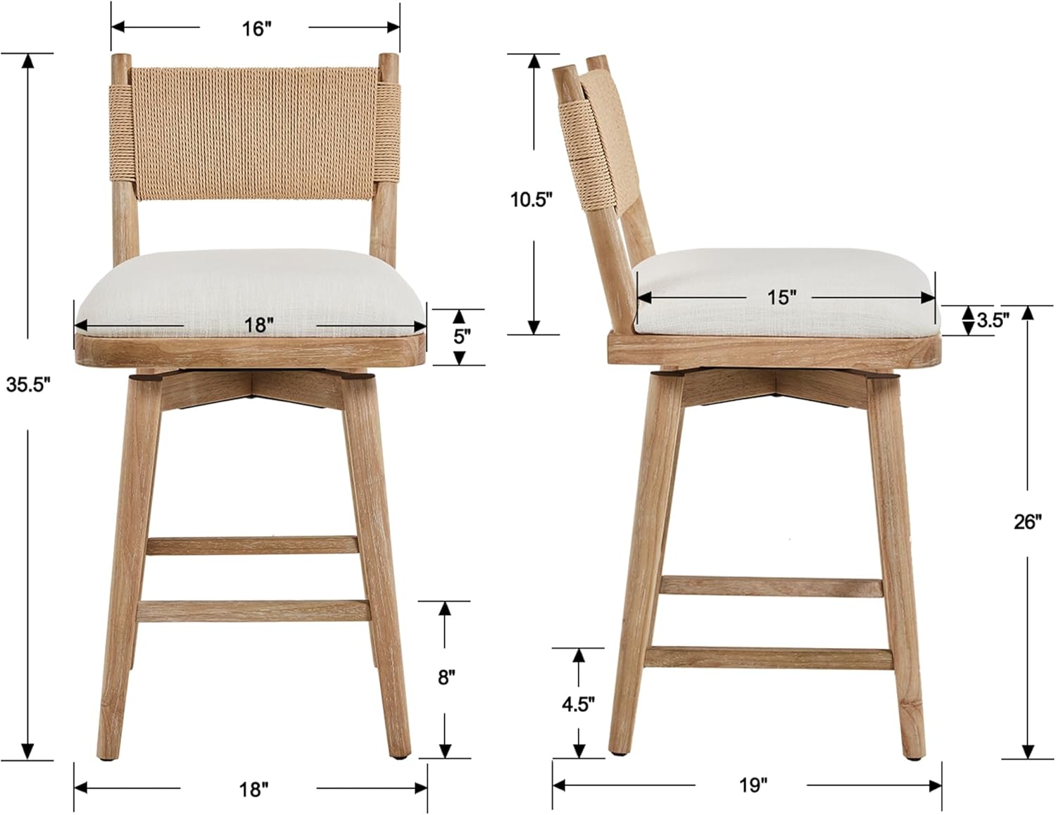 26" Swivel Counter Height Bar Stools Set