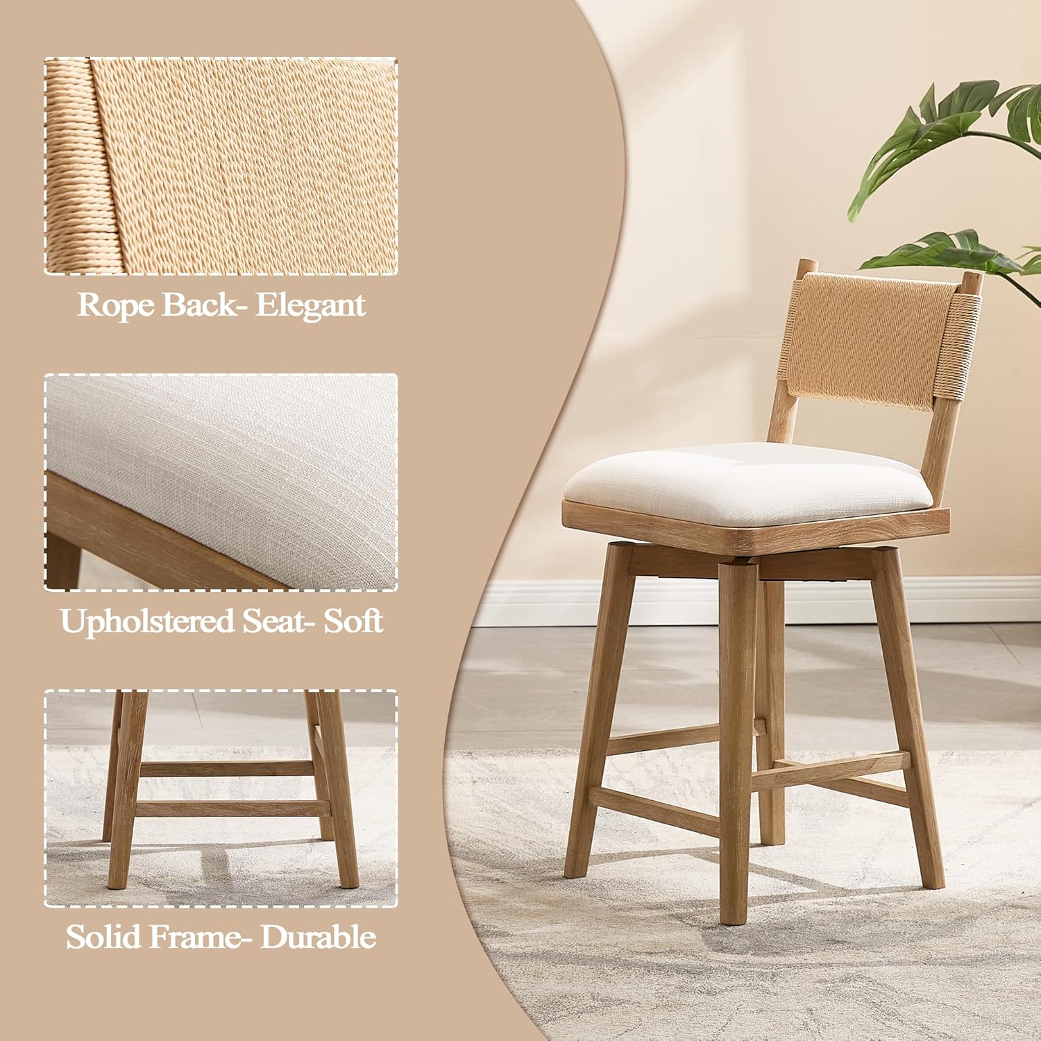 26" Swivel Counter Height Bar Stools Set