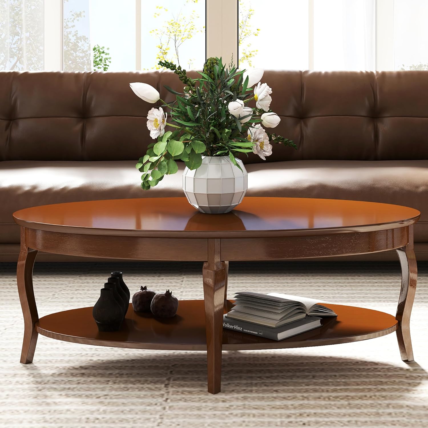 Oval Solid Wood Coffee Table