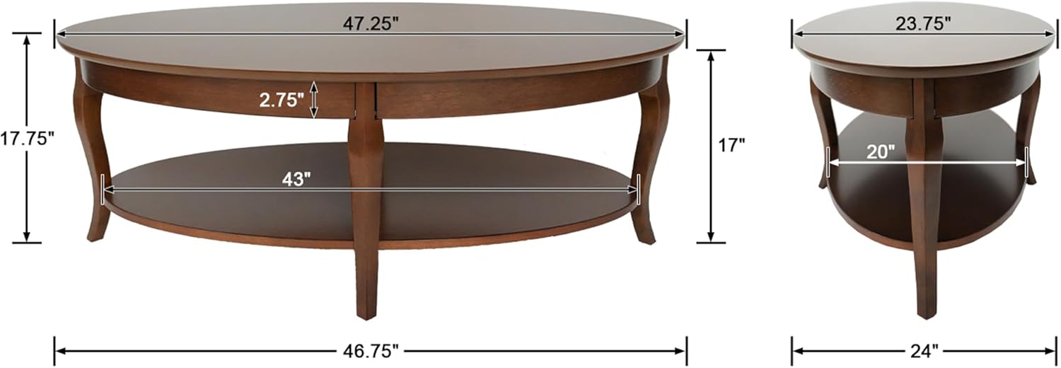 Oval Solid Wood Coffee Table
