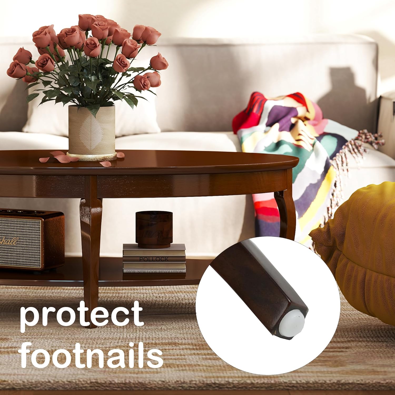 Oval Solid Wood Coffee Table