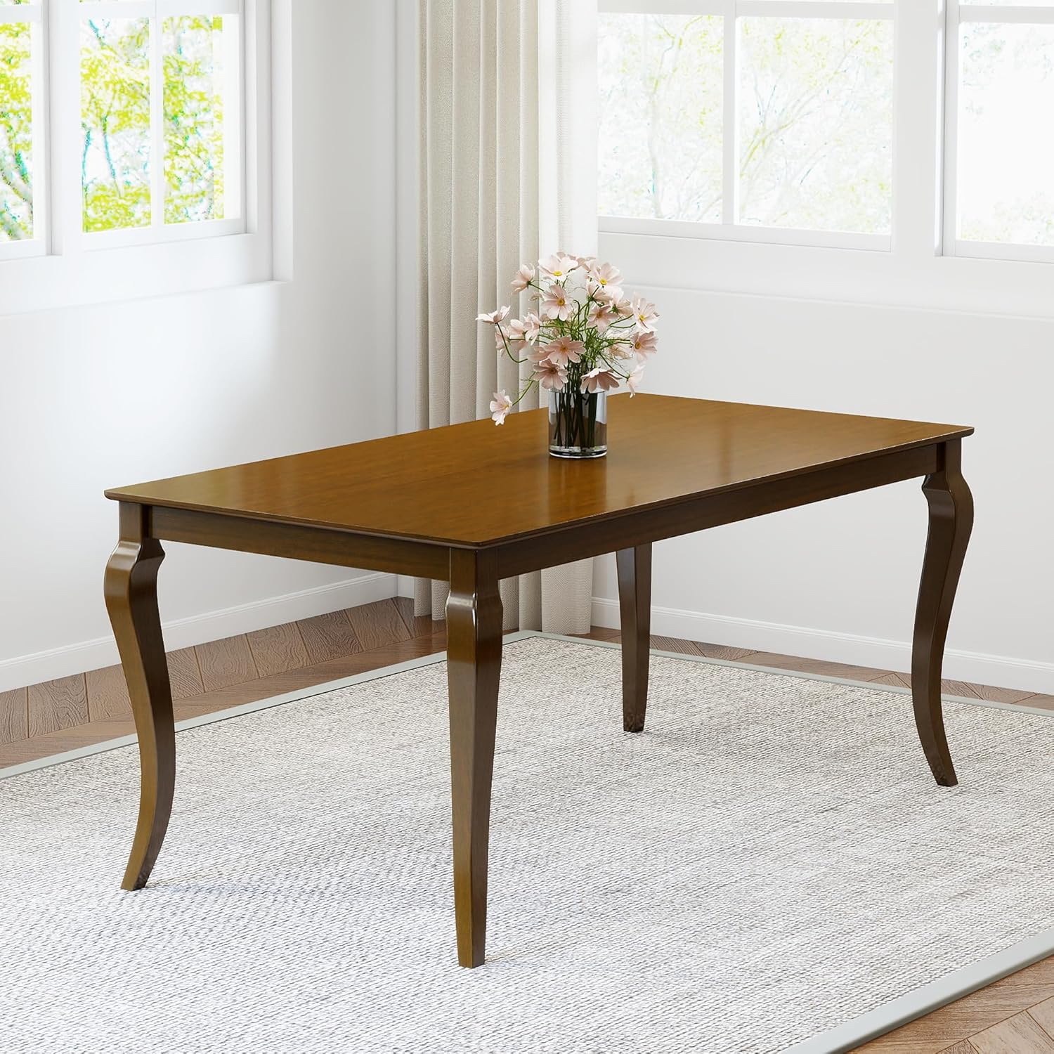 60" Farmhouse Dining Table for 4-6 People
