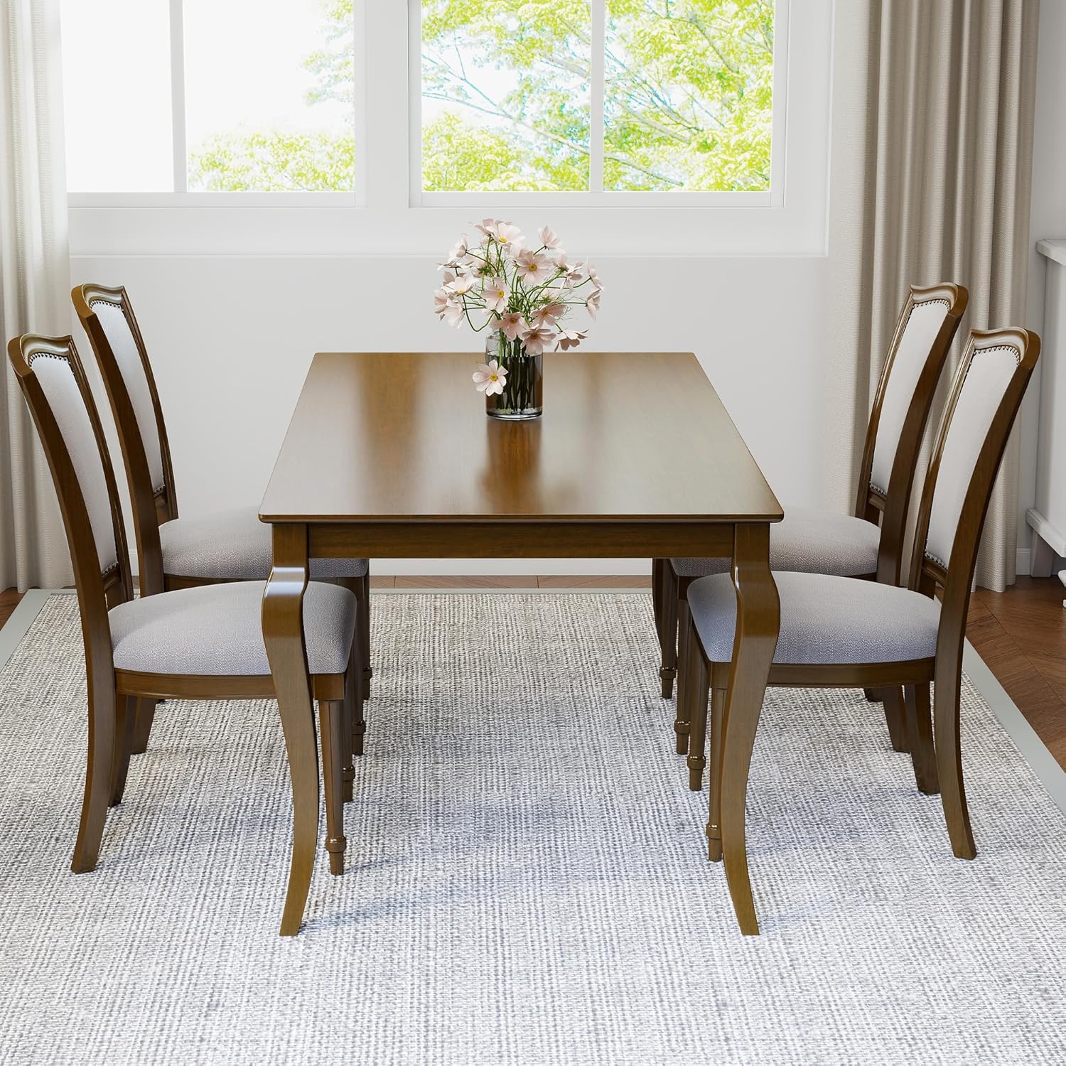 60" Farmhouse Dining Table for 4-6 People