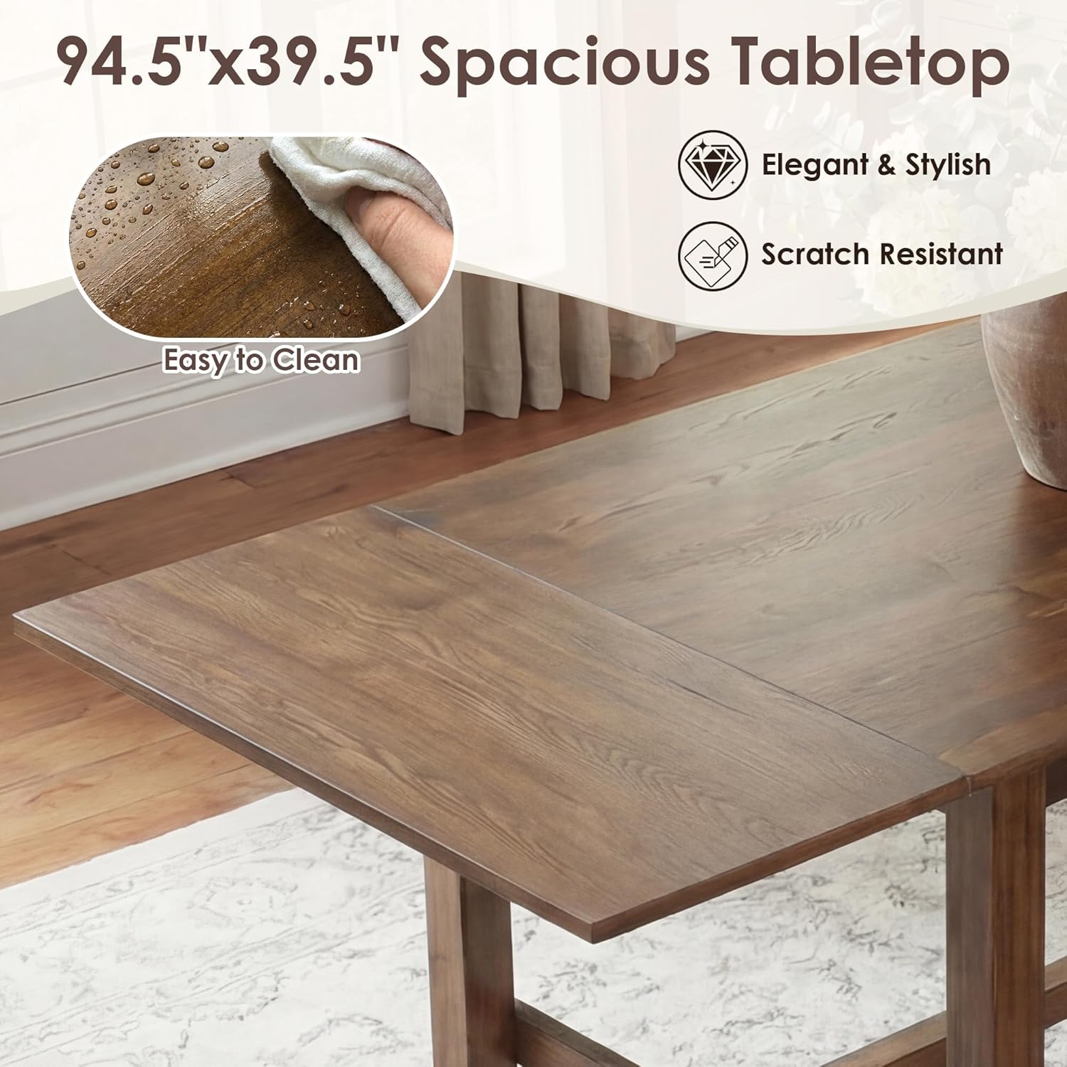 59"-94.5" Extendable Dining Room Table 