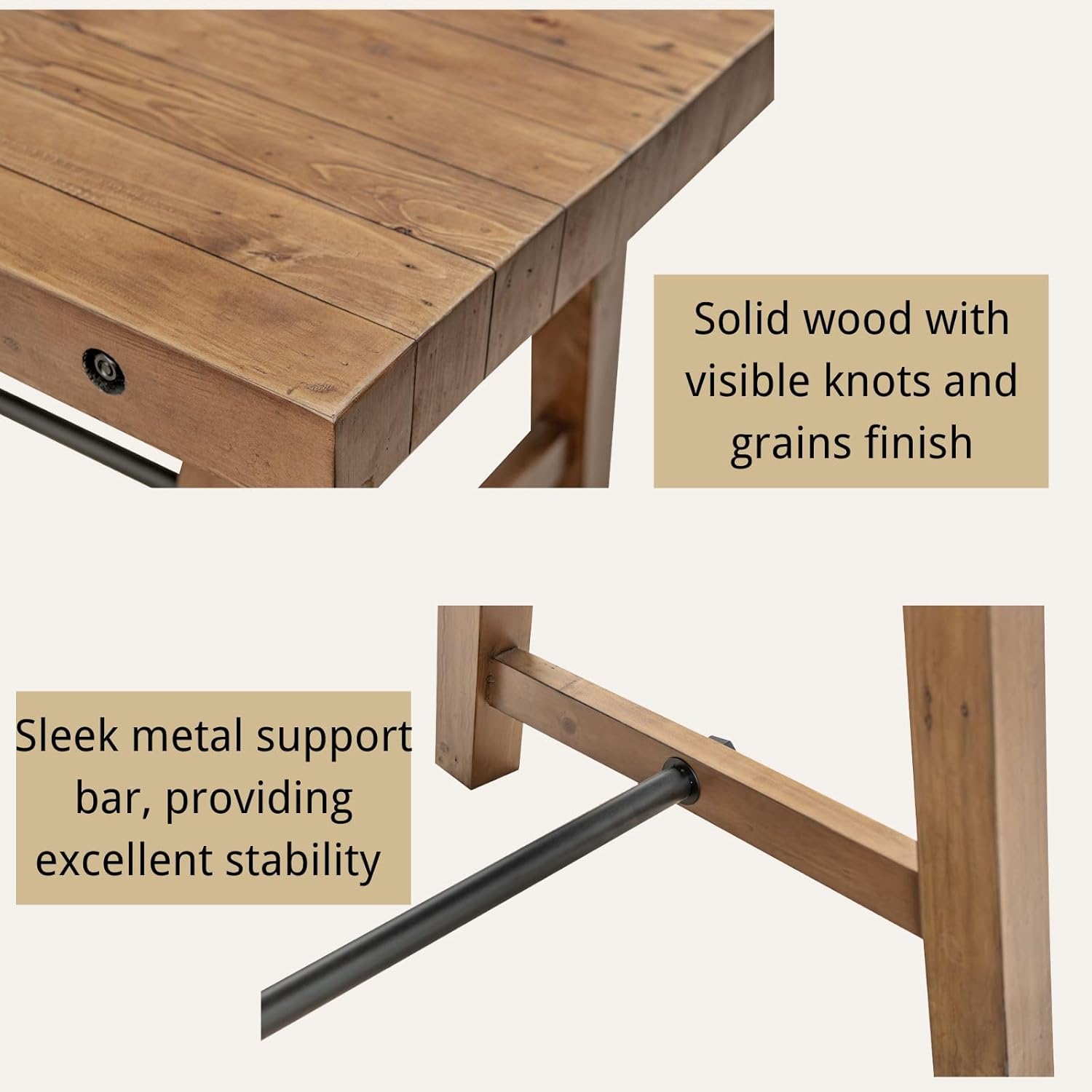 59" Farmhouse Rectangular Kitchen Table