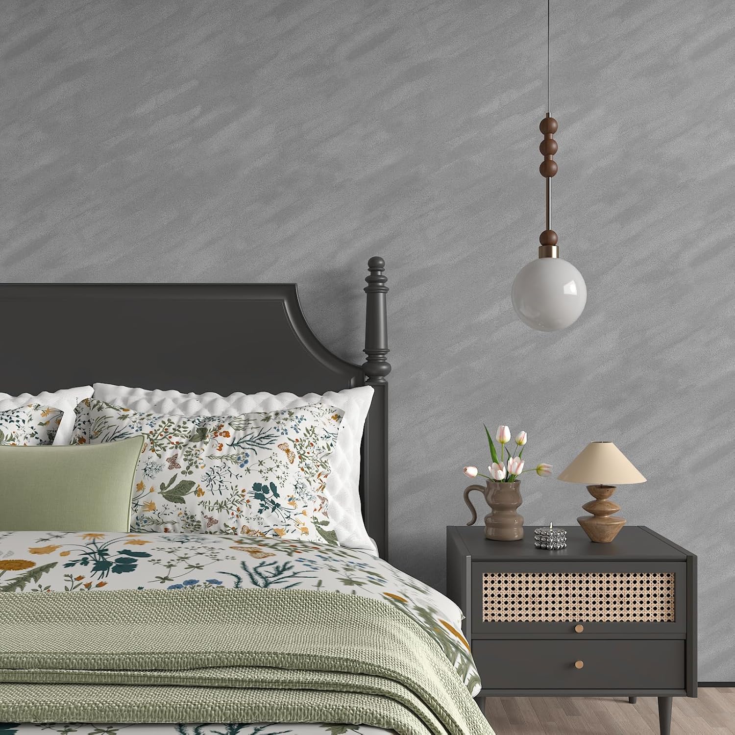 12"x100" Peel and Stick Grey Velvet Wallpaper