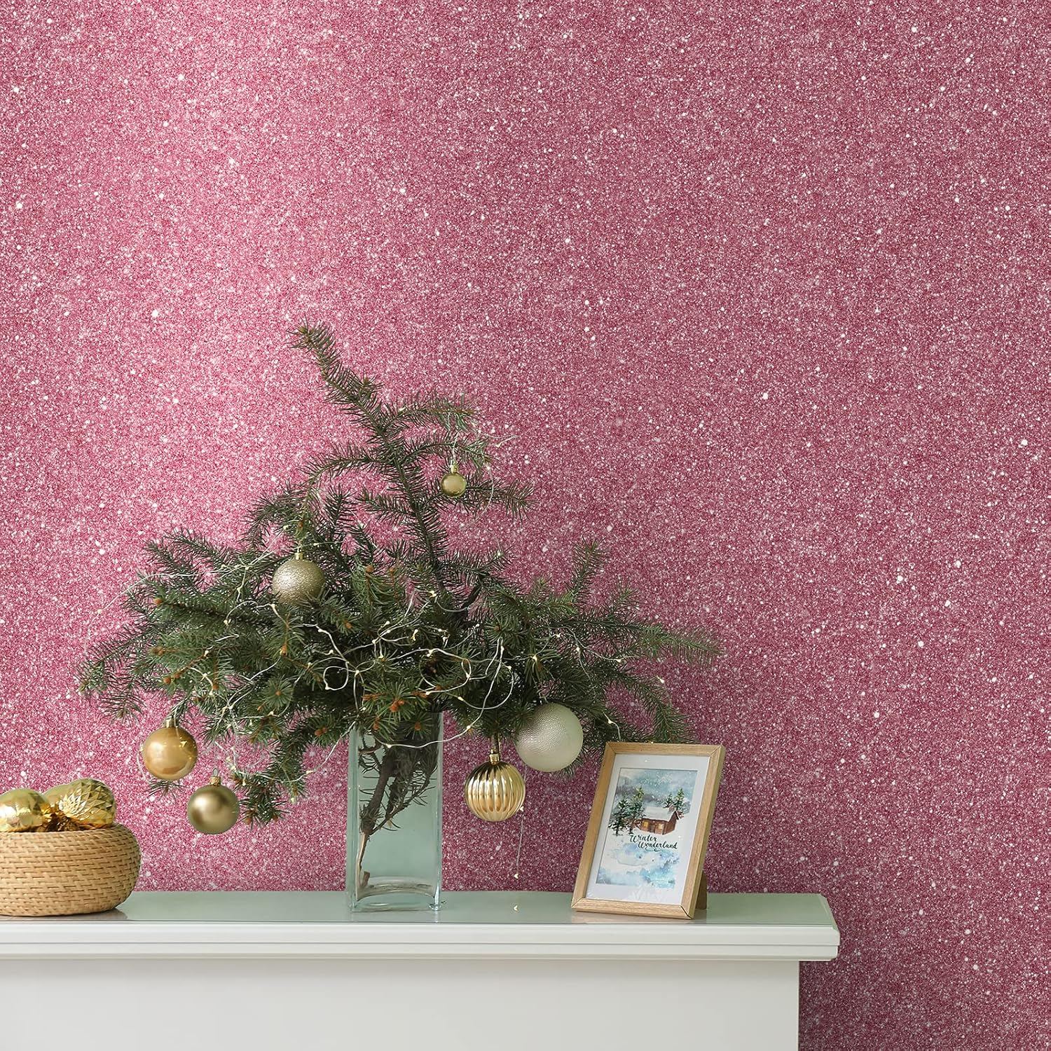 Pink Glitter Wallpaper Stick and Peel 15.7''x100''