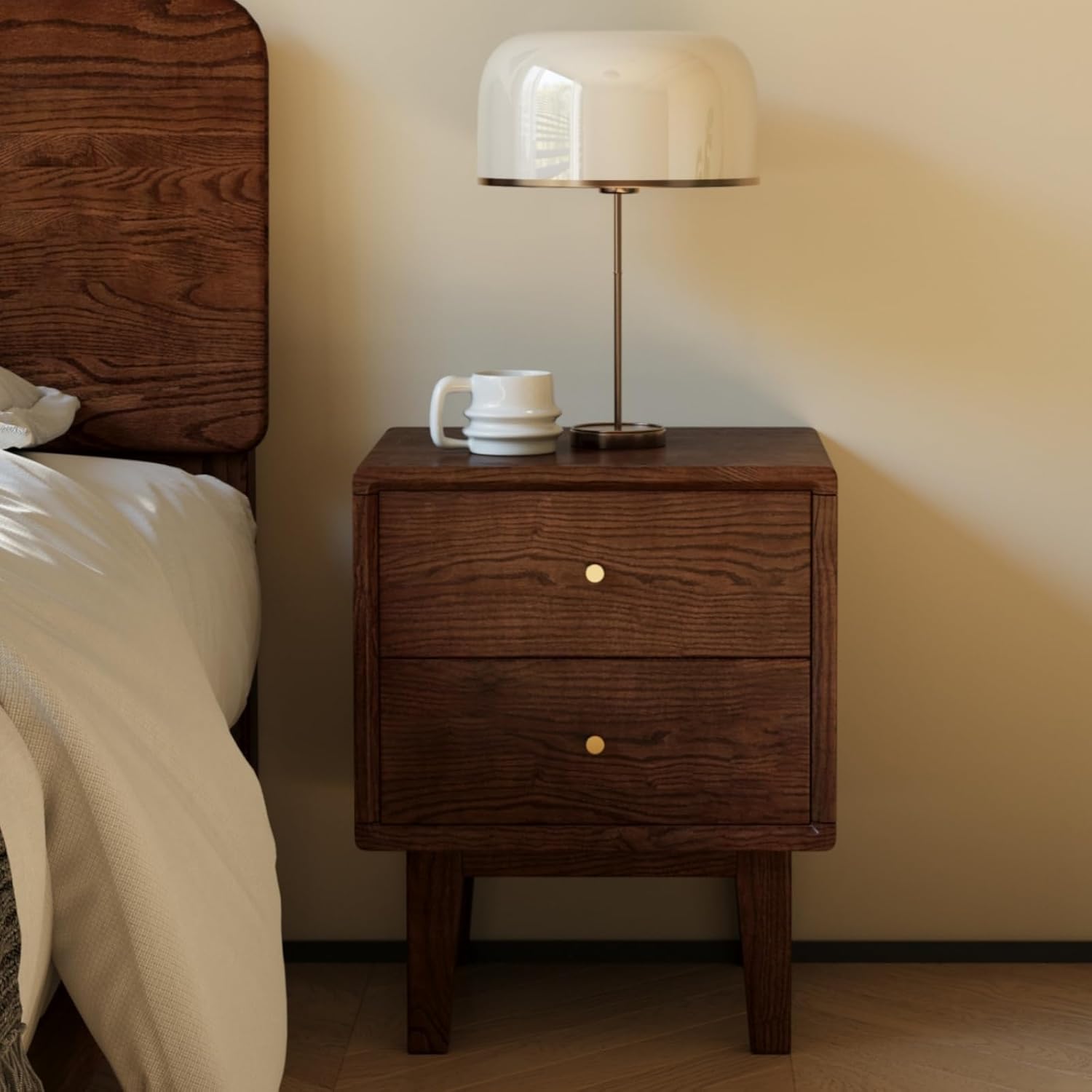 Solid Oak Wood Nightstand 
