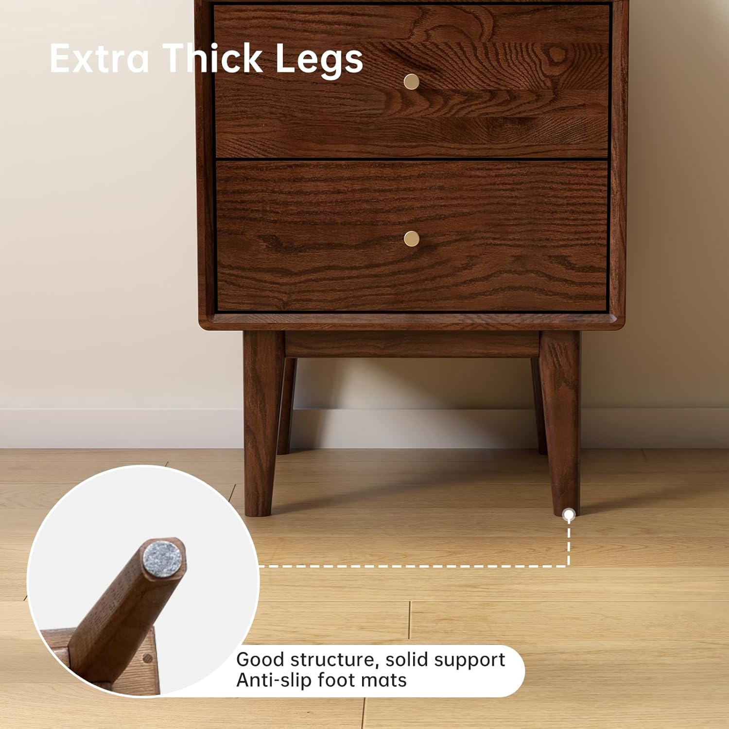 Solid Oak Wood Nightstand 