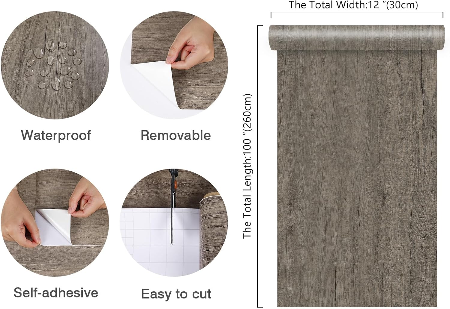 Peel and Stick Thicken Realistic Wood Grain Wallpaper