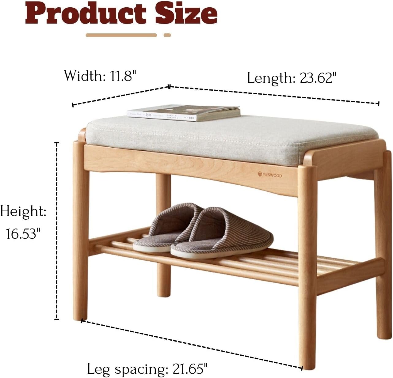 Solid Wood Shoe Bench