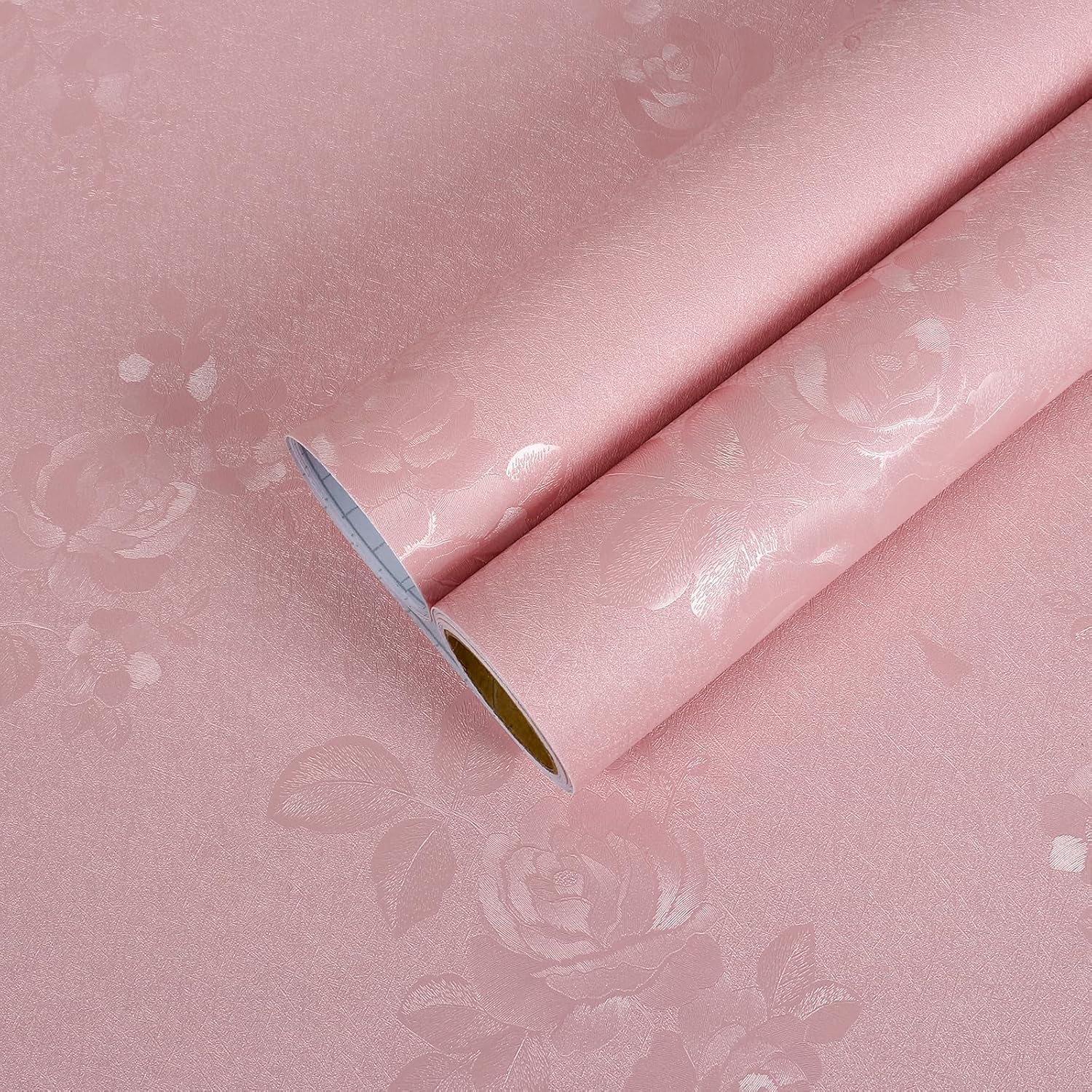 12"x472" Pink Embossed Flower Peel and Stick Wallpaper