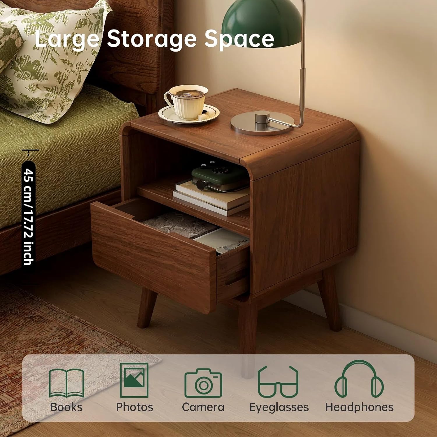 100% Solid Wood Nightstand