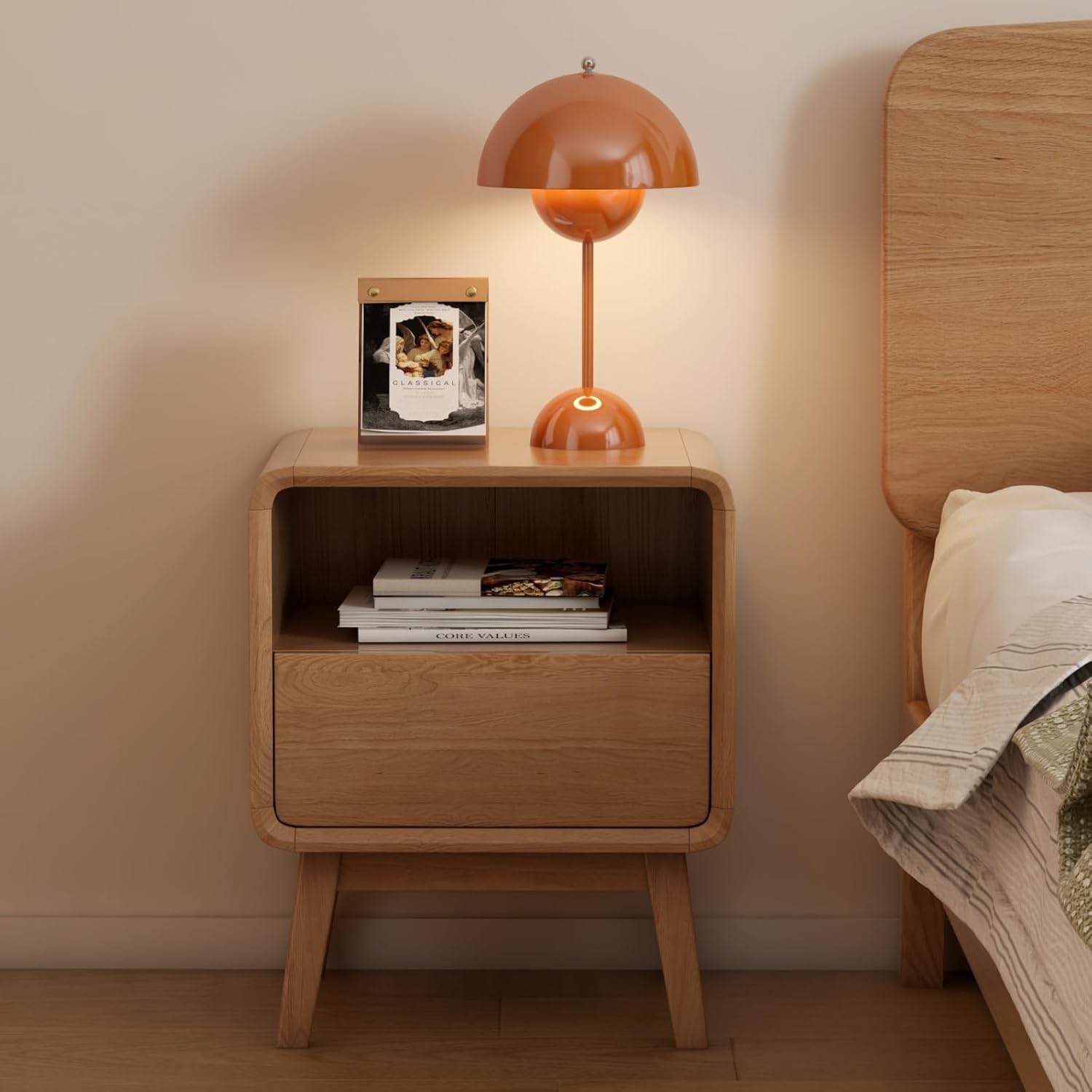 100% Solid Oak Wood Nightstand