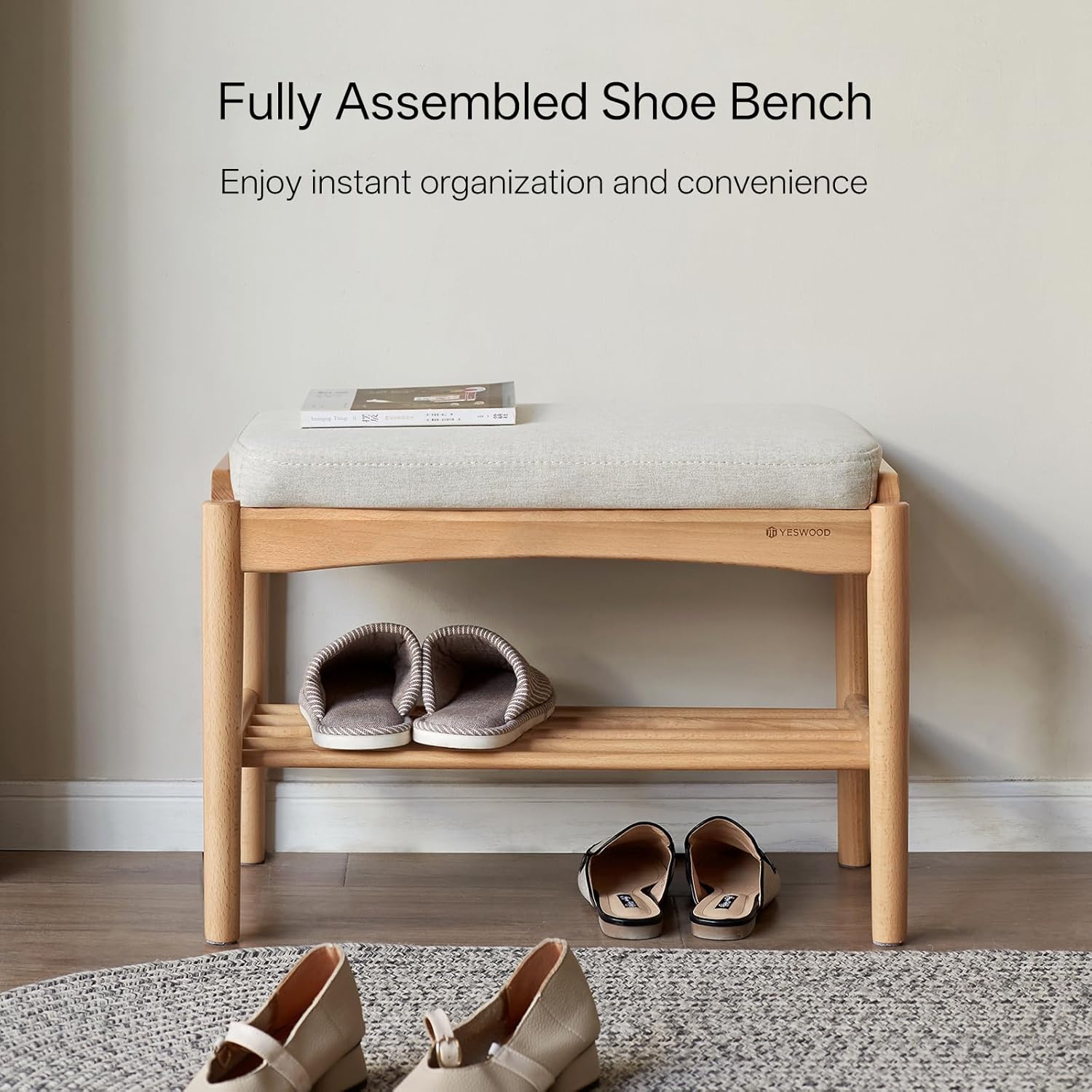 Solid Wood Shoe Bench