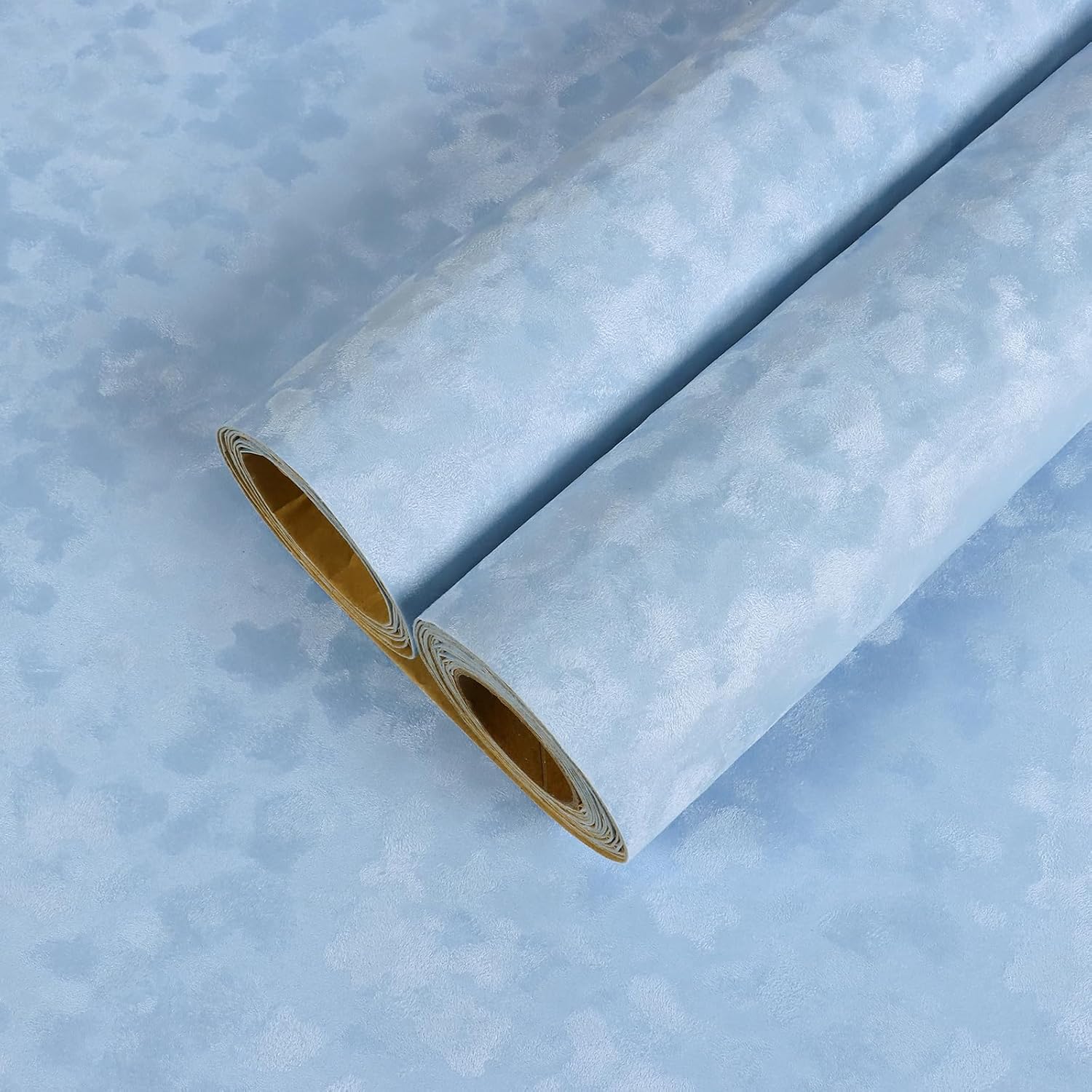 12”x472” Light Blue Velvet Flocking Peel and Stick Drawer Liner Velvet Wallpaper 