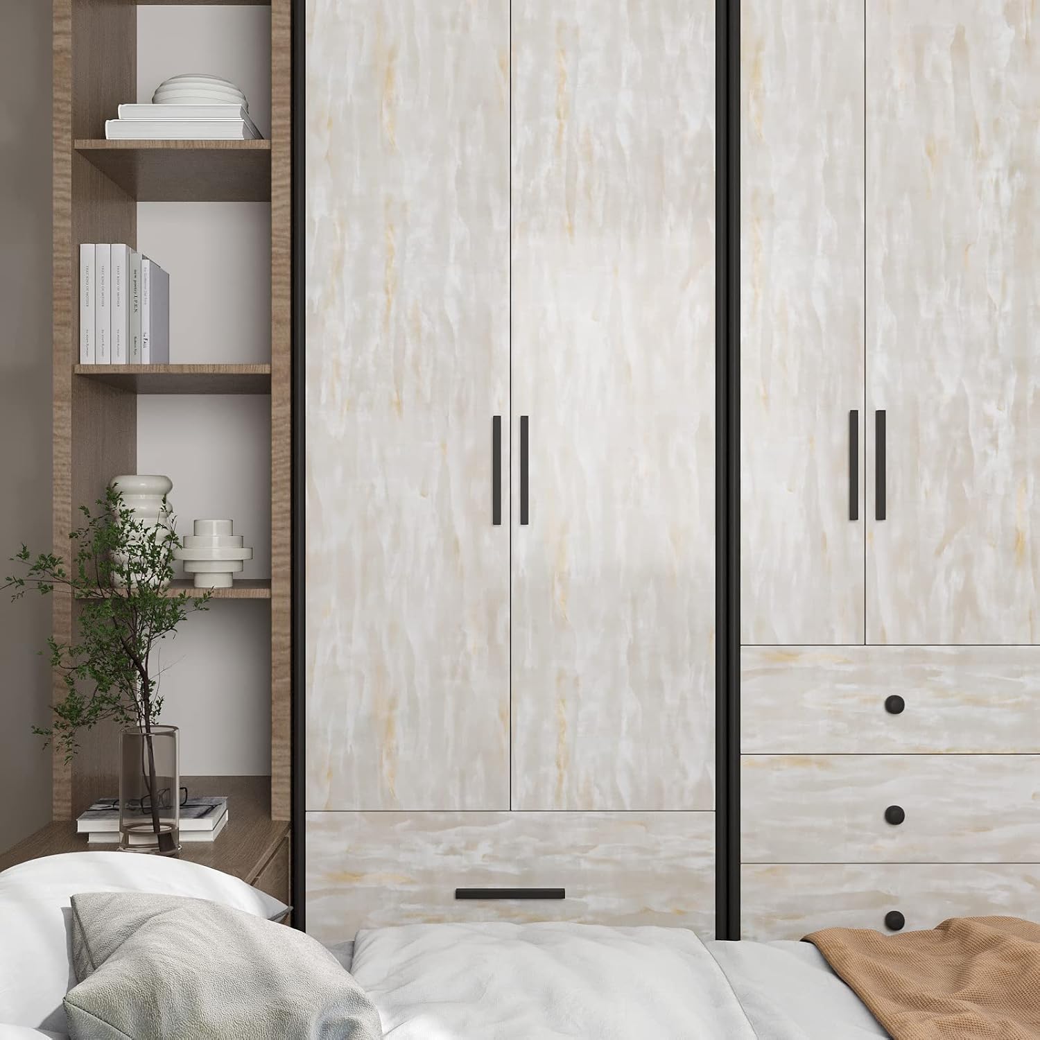 17.7"x236" Beige Marble Peel and Stick Contact Paper 