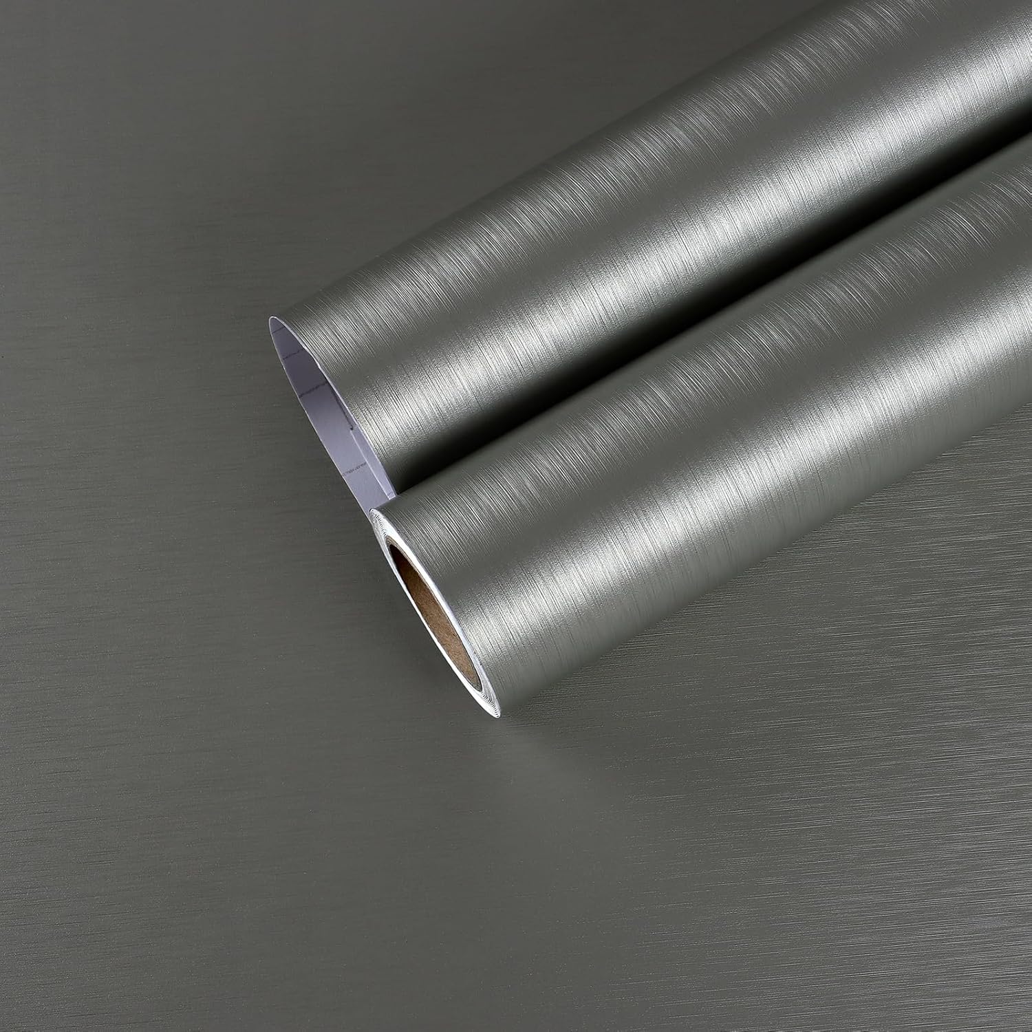 17.7”x100” Metallic Grey Peel and Stick Wallpaper 