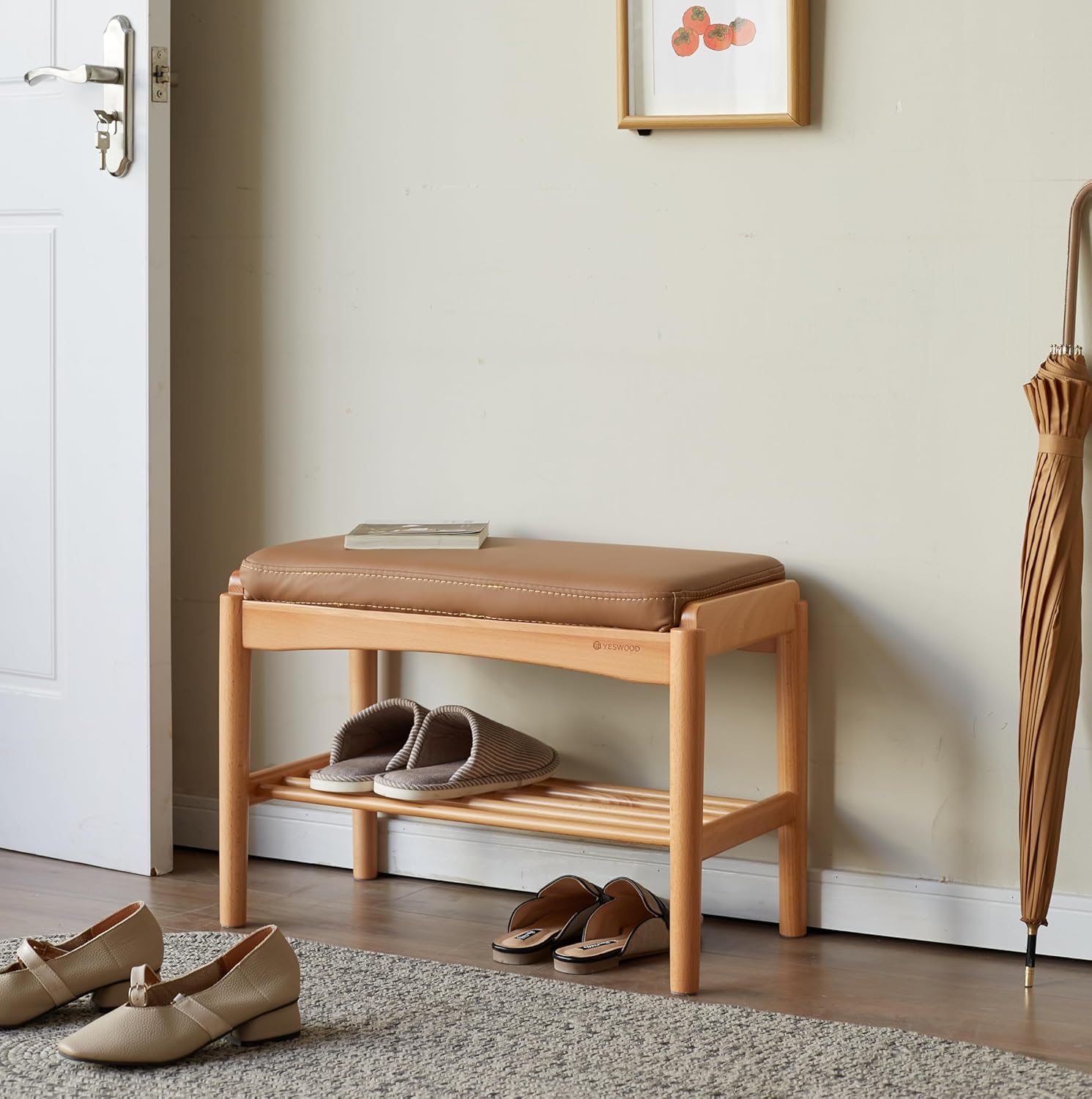 Solid Wood Shoe Bench