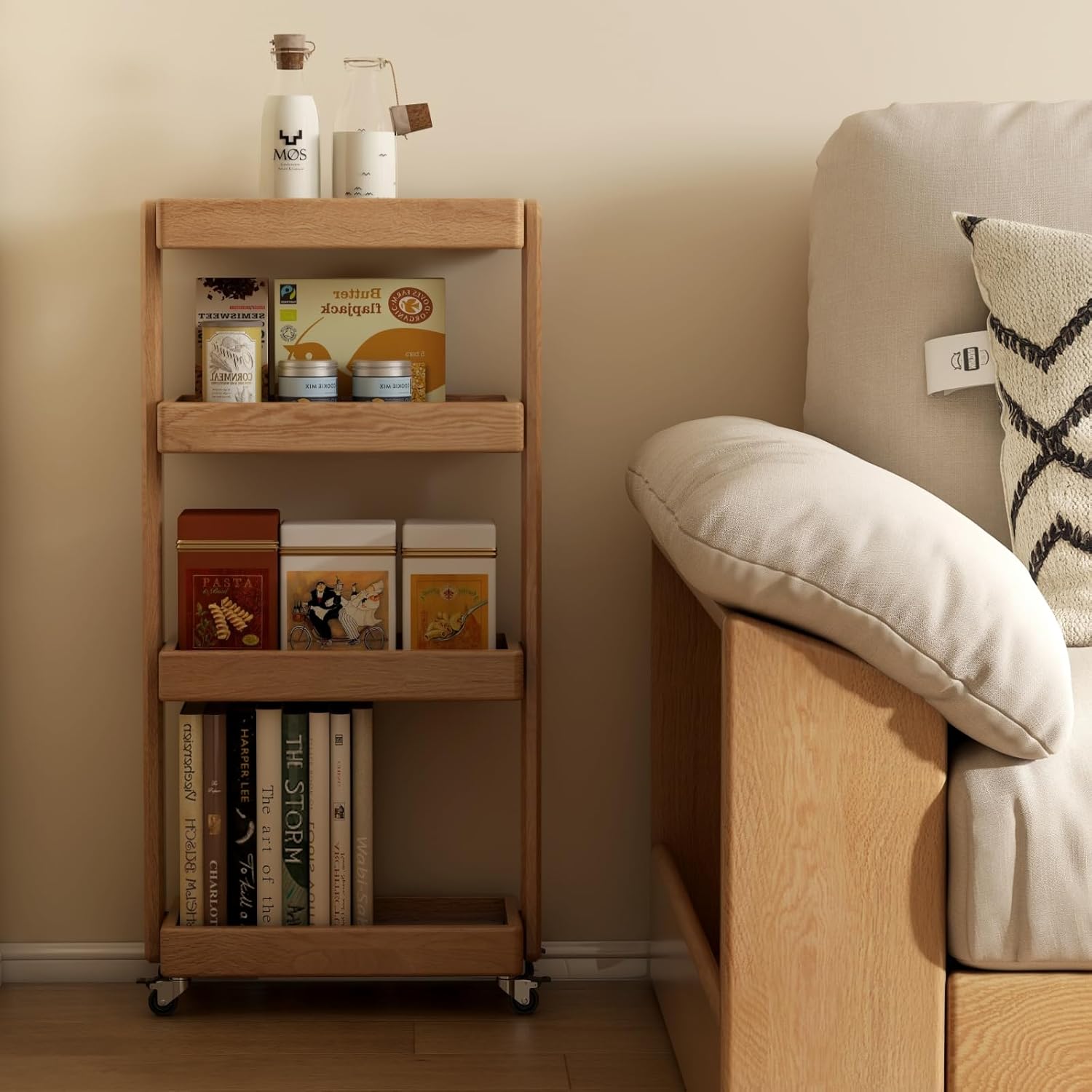 100% Solid Oak Art Storage Cart