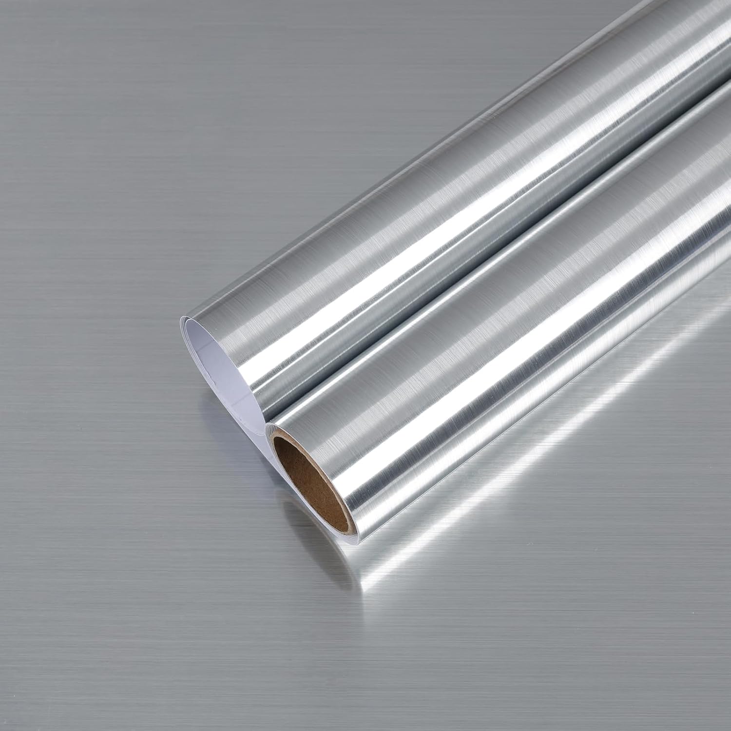  12"x472"  Silver Metallic Stainless Steel Peel and Stick Wallpaper 