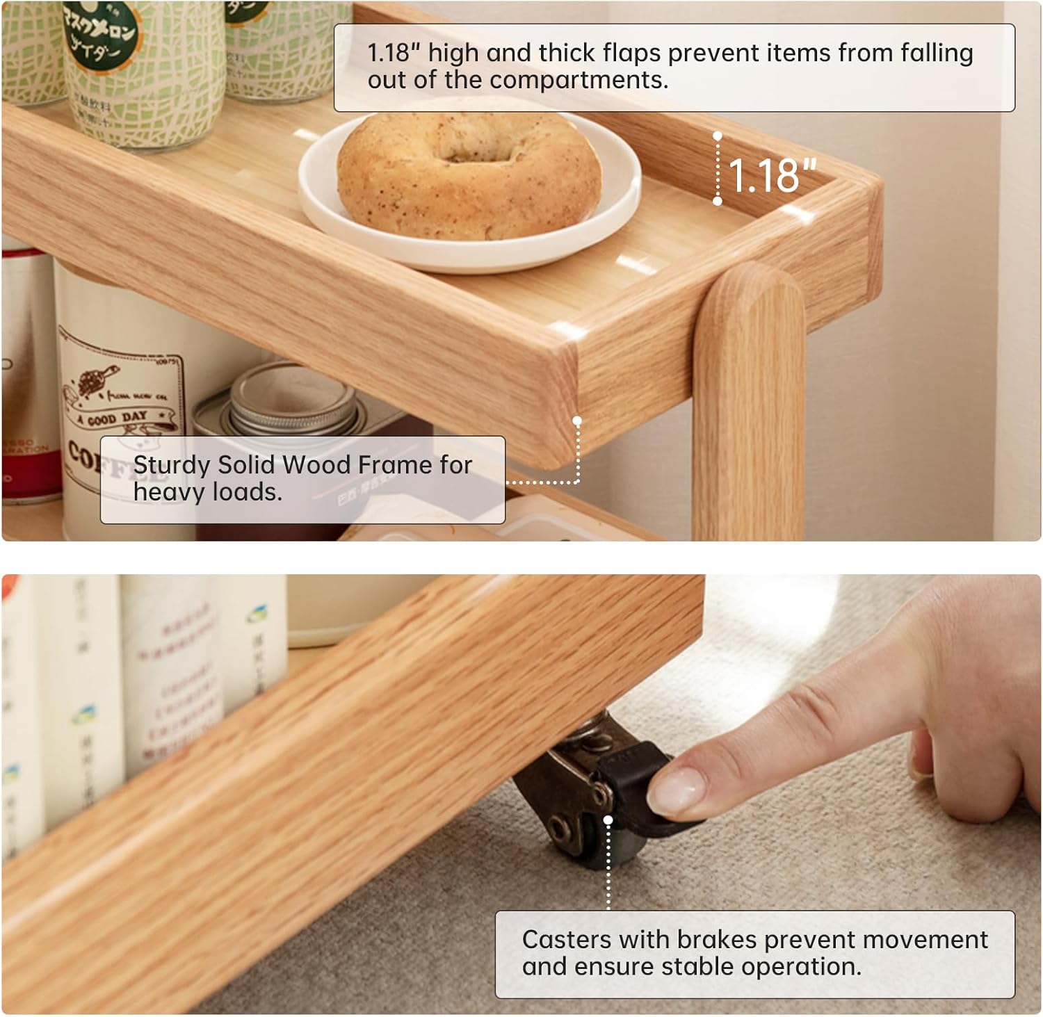 100% Solid Oak Art Storage Cart