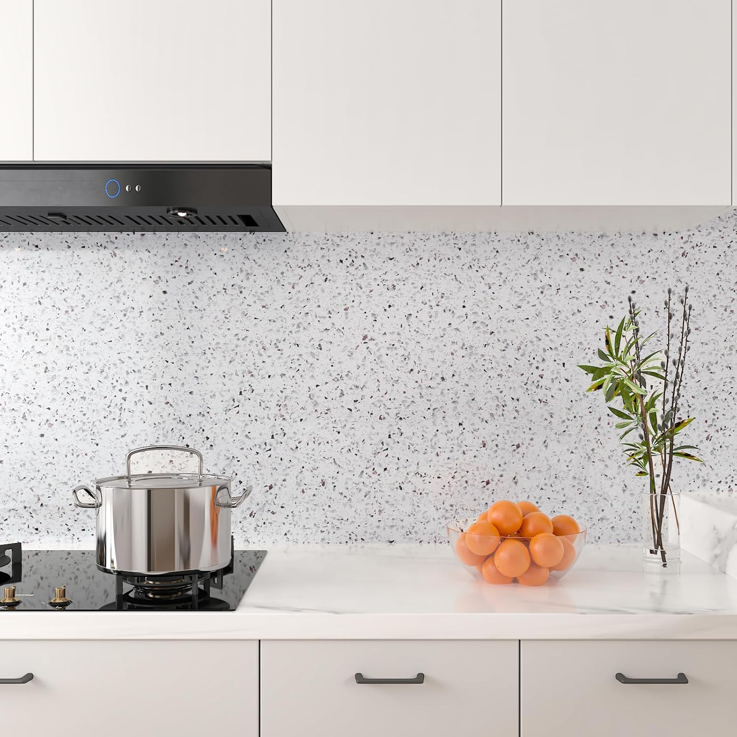 12"x472" Granite Marble Look Wallpaper for Kitchen Backsplash Cabinets Desk