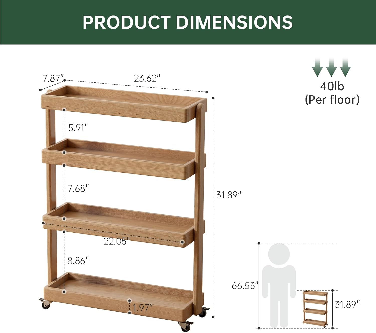 4-Tier Rolling Utility Cart 