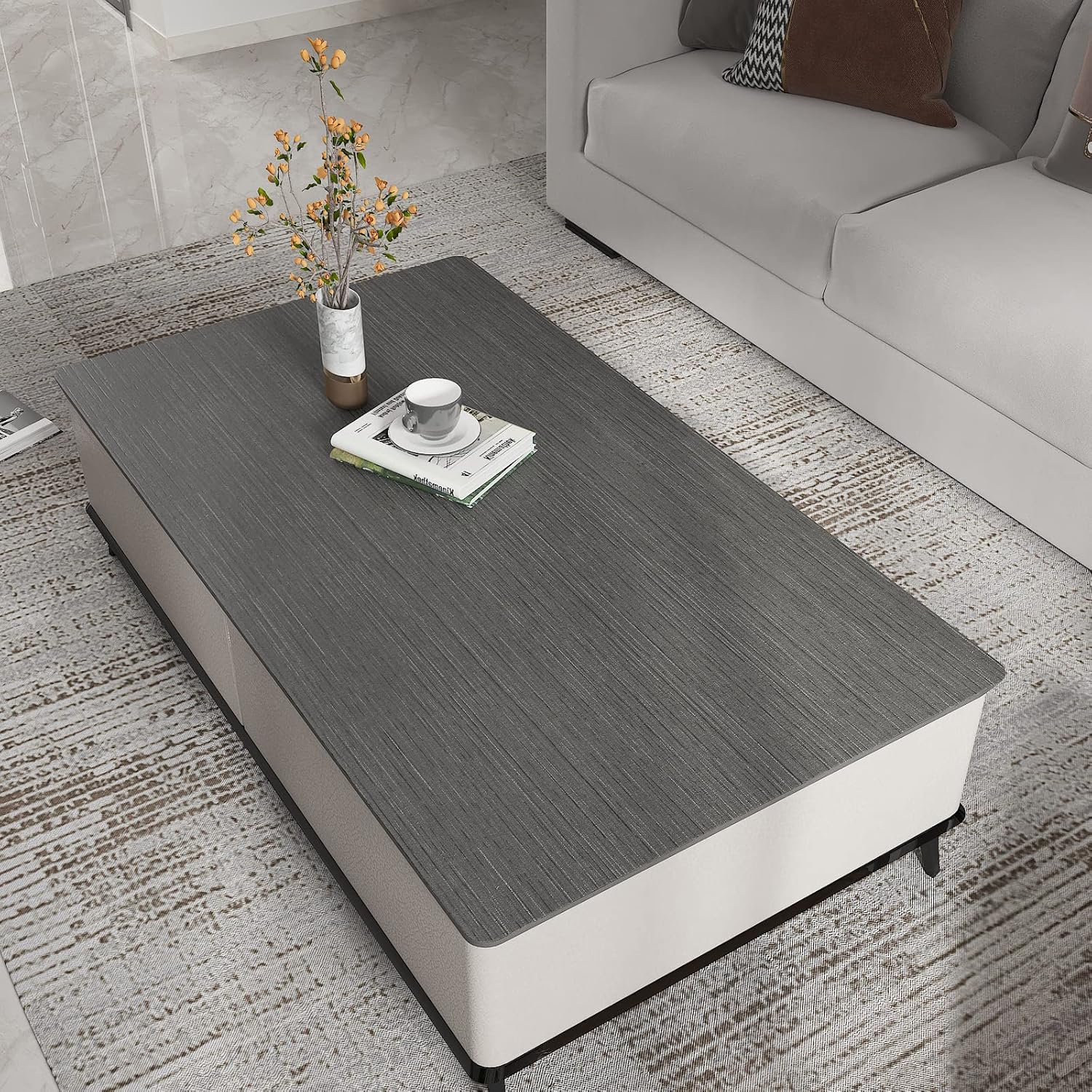 Extra Wide 30”x236” Dark Grey Grasscloth Peel and Stick Wallpaper