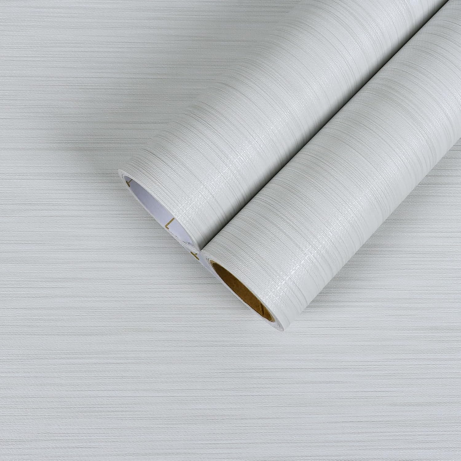 12"x472" Light Grey Striation Peel and Stick Wallpaper Faux Grasscloth Wallpaper
