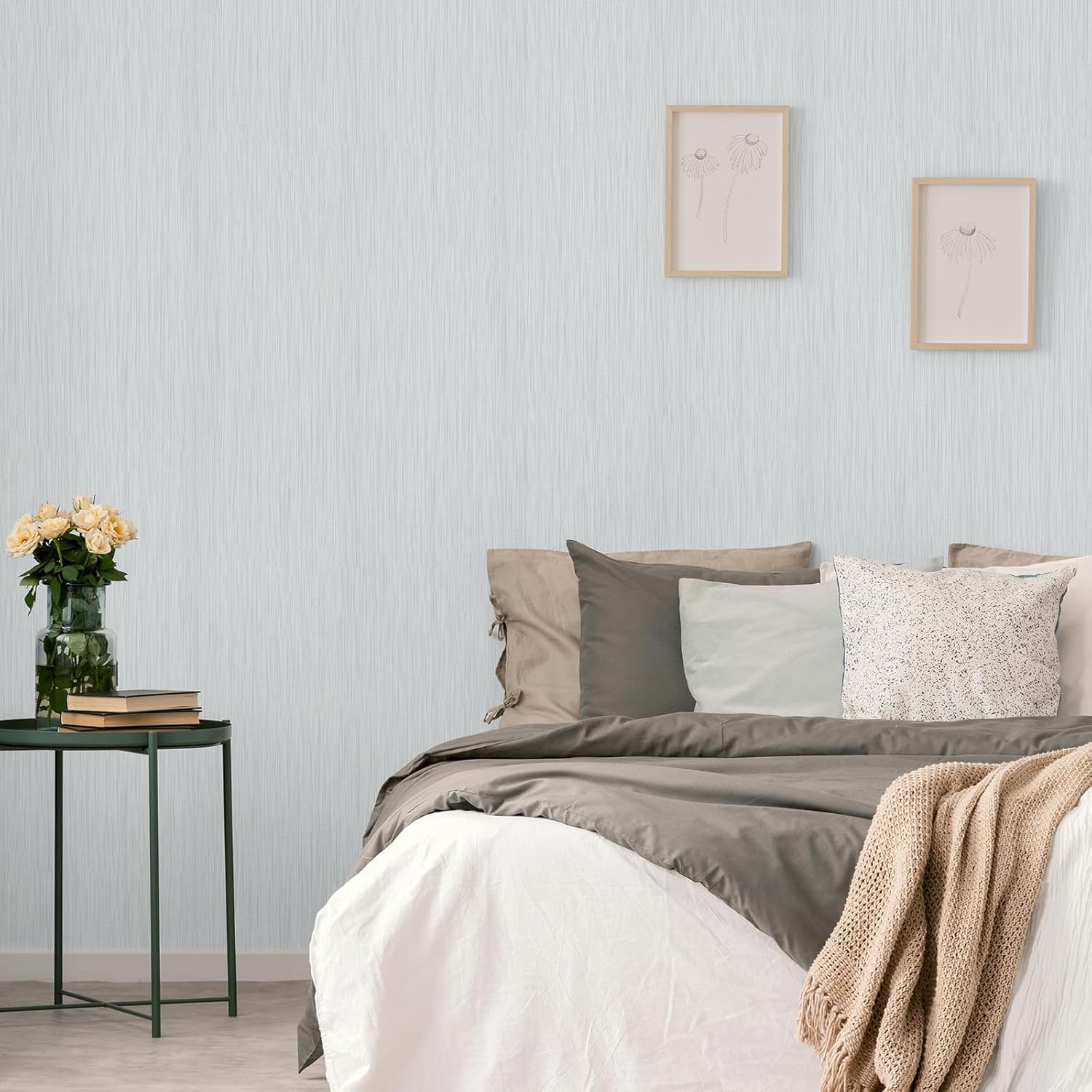 12"x472" Light Grey Striation Peel and Stick Wallpaper Faux Grasscloth Wallpaper