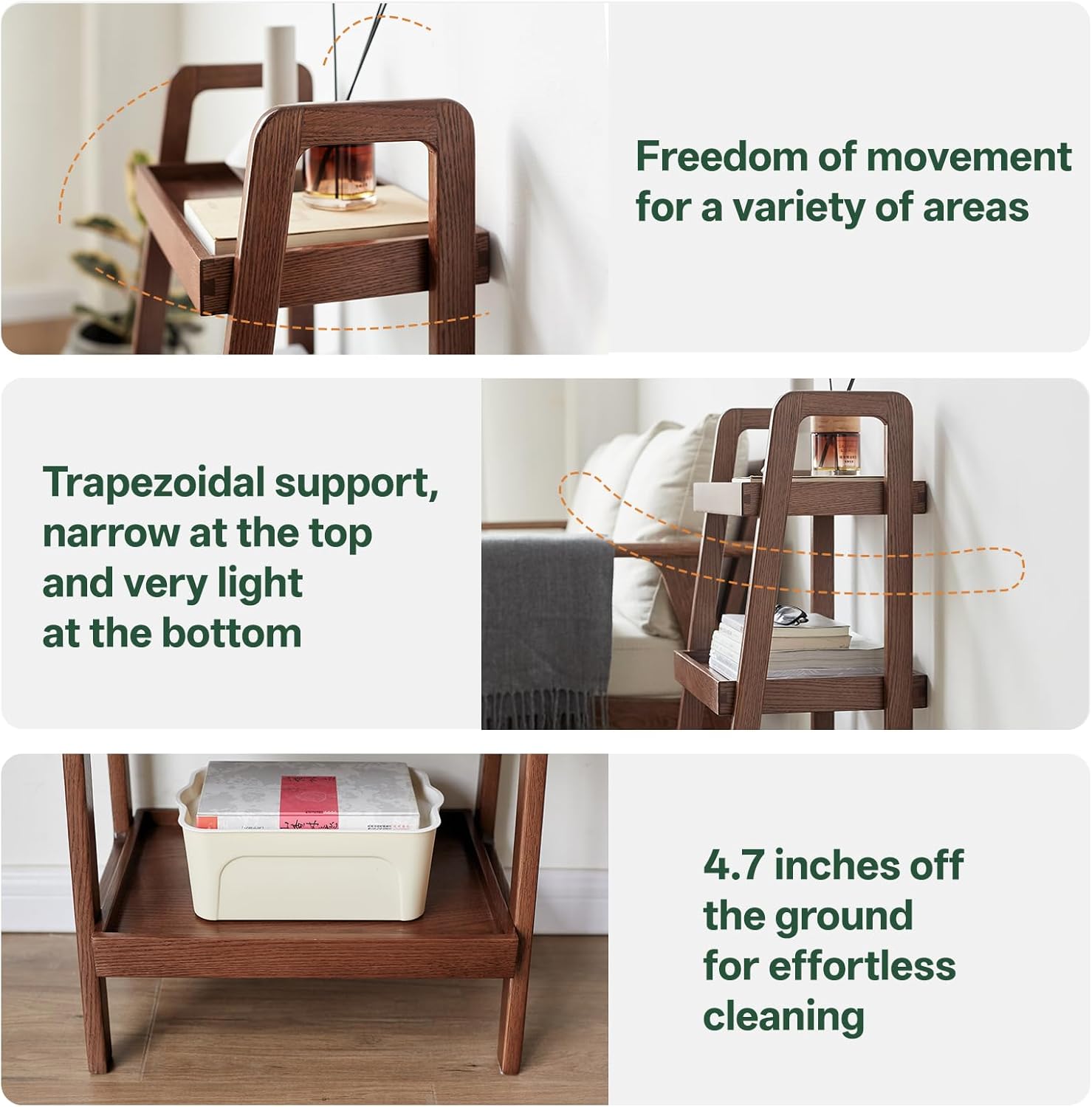 100% Solid Oak 3 Tier Ladder Shelf