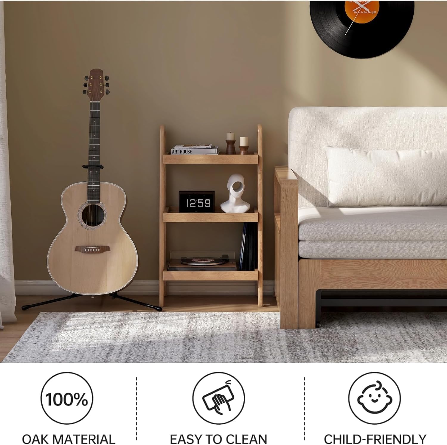 100% Solid Oak 3 Tier Ladder Shelf for Saving Space