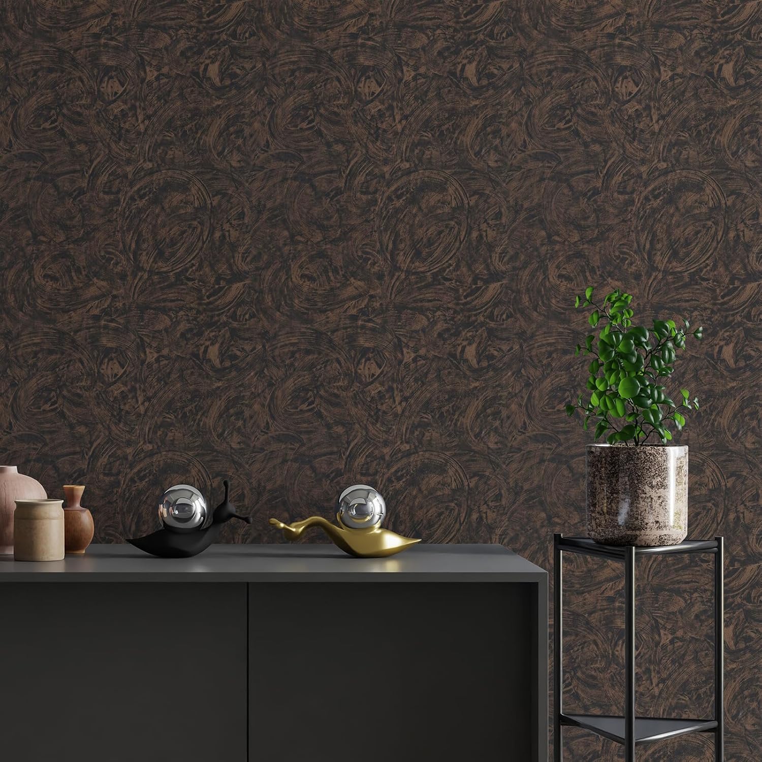 17.7”x100” Thicken Brown Vintage Textured Concrete Wallpaper Peel and Stick