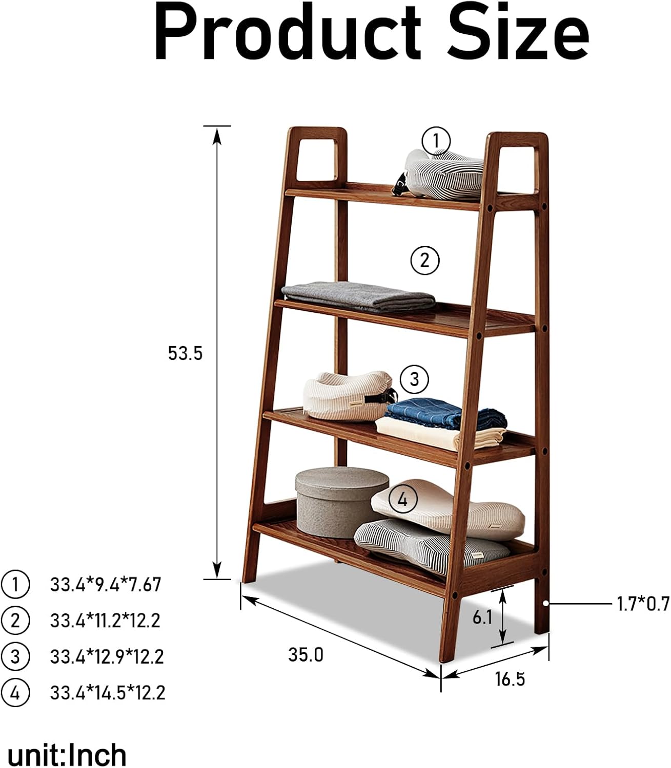 100% Solid Oak 4 Tier Ladder Shelf