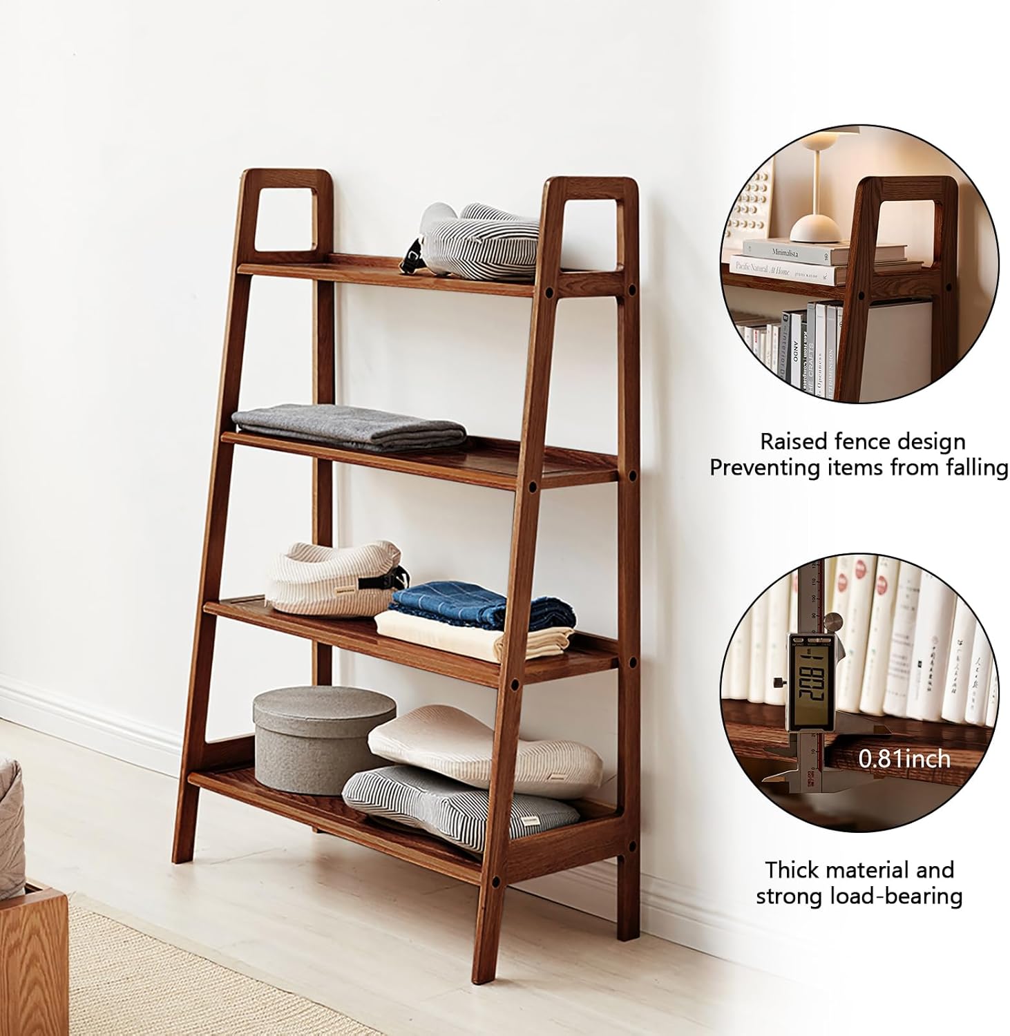 100% Solid Oak 4 Tier Ladder Shelf