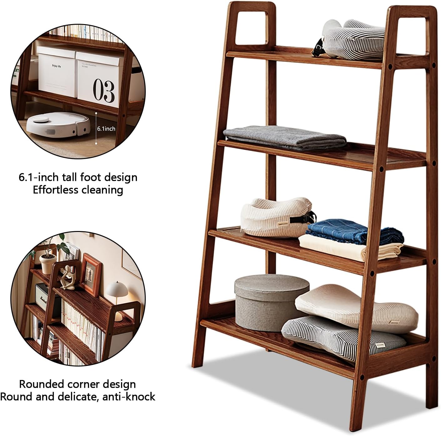 100% Solid Oak 4 Tier Ladder Shelf
