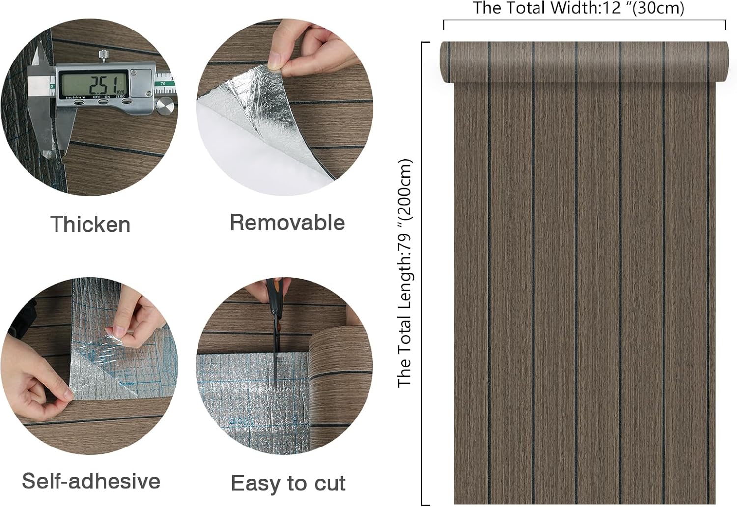 12"x79" Brown Faux Wood Grain 3D Wall Panels 