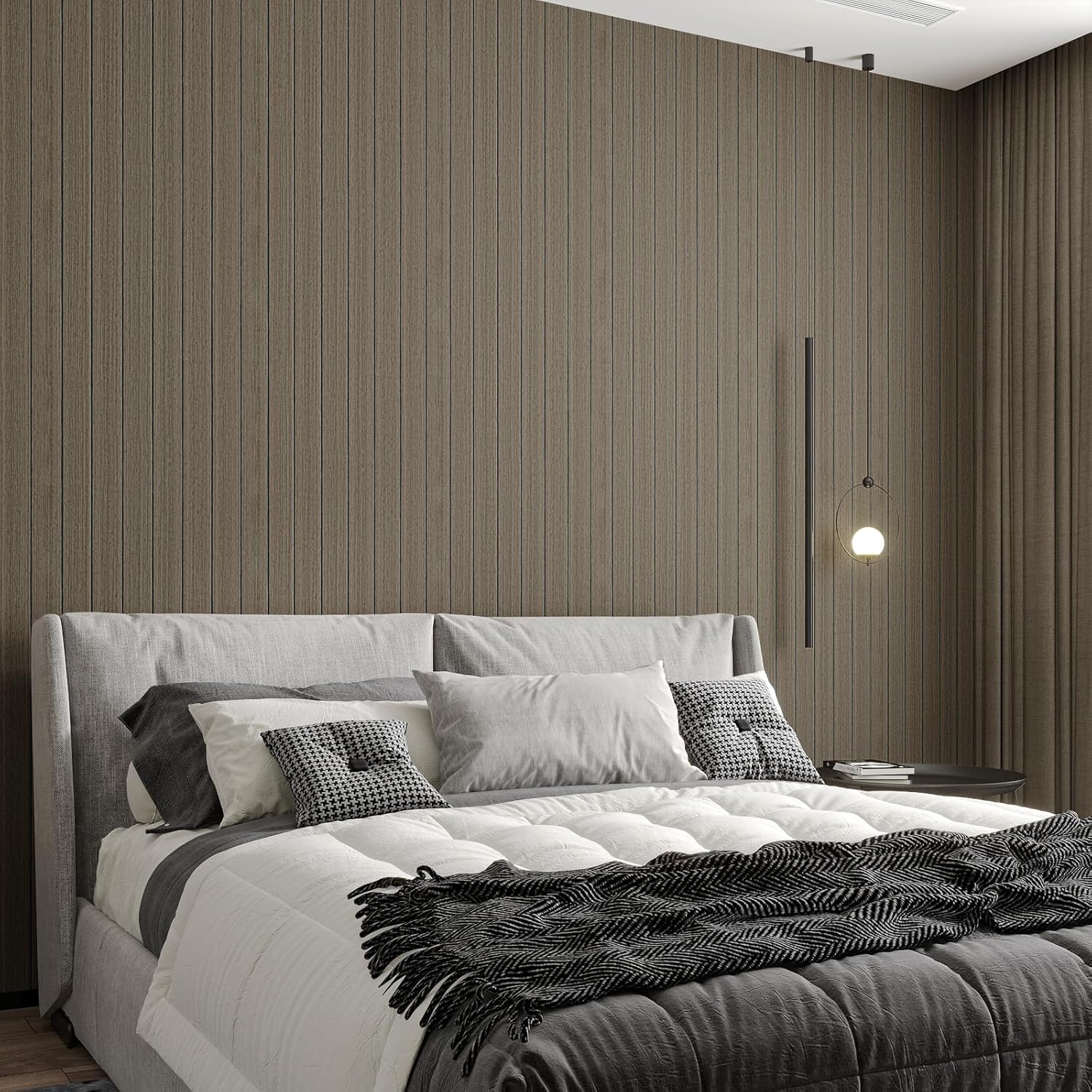 12"x79" Brown Faux Wood Grain 3D Wall Panels 