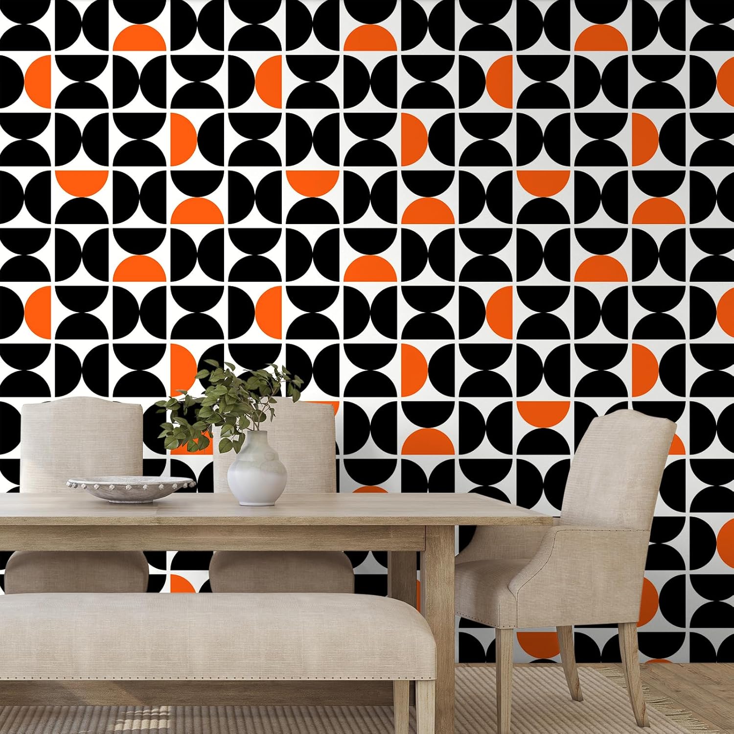 17.7"x100" Modern Retro Geometric Peel and Stick Wallpaper 