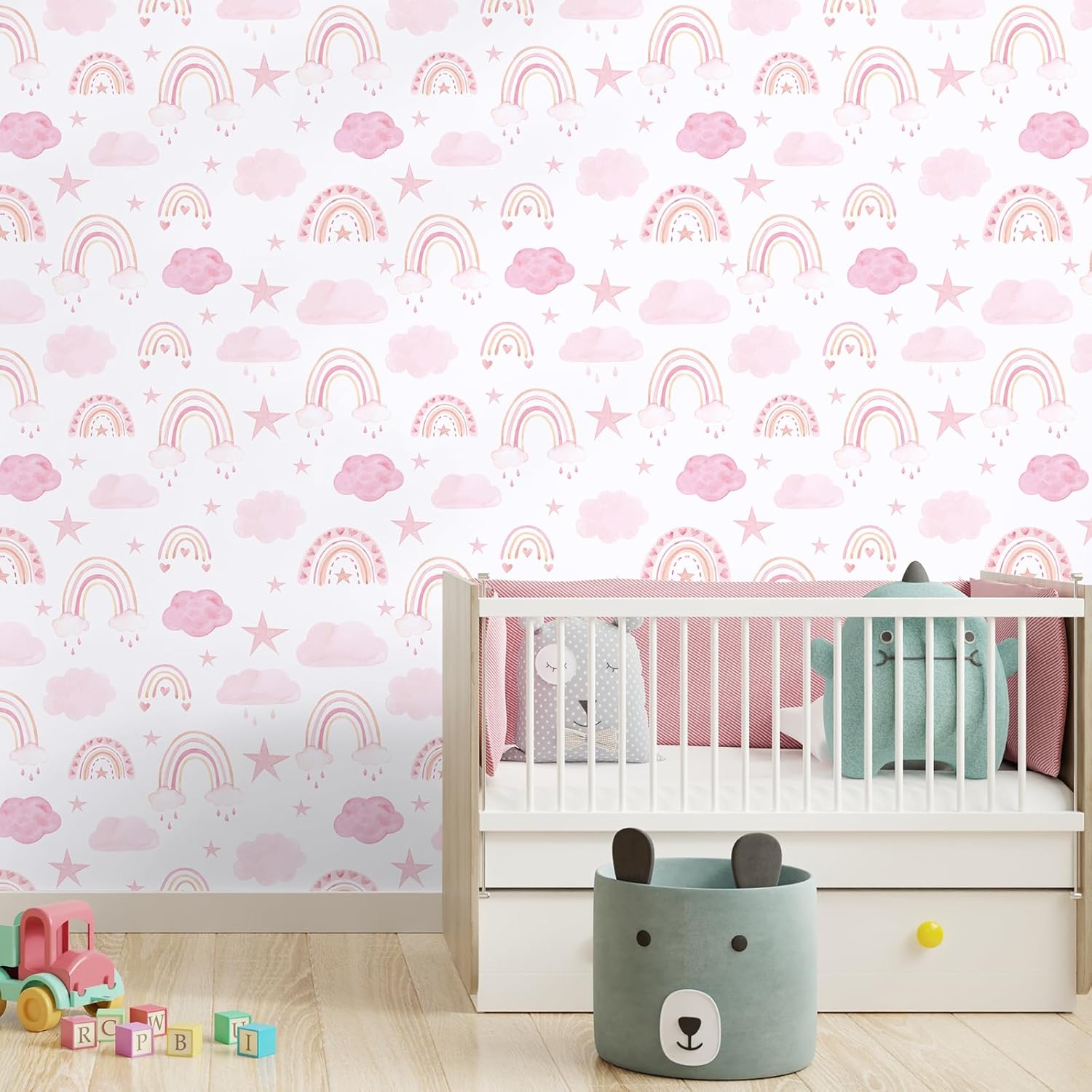 17.7”x100” Kids Self Adhesive Removable Wallpaper Mural for Nursery Girls Room Playroom