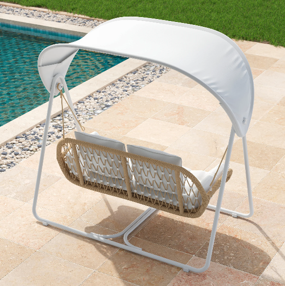 2 Seat Outdoor Woven Rope Swing Chair For 2 Person