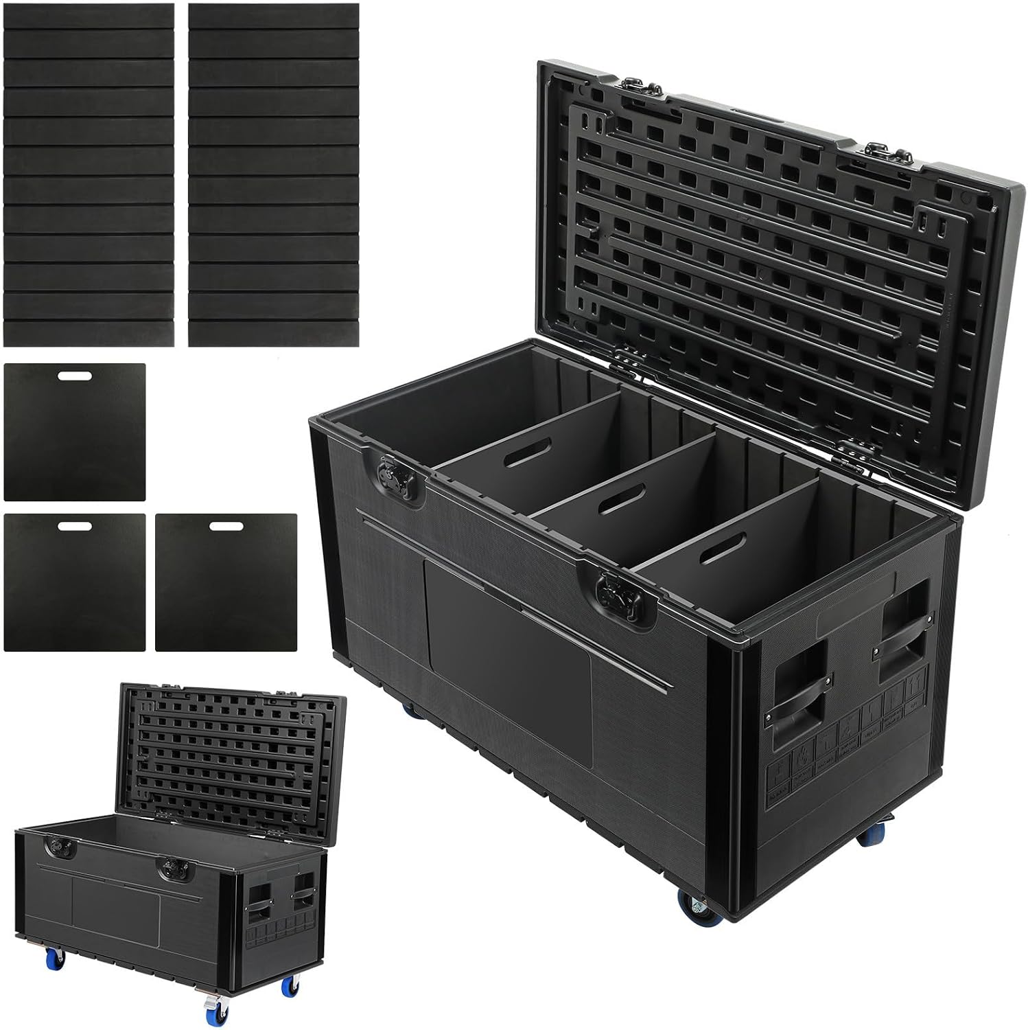 Rolling Road Case with 3 Dividers, 500kg Load, PE/EVA Shell