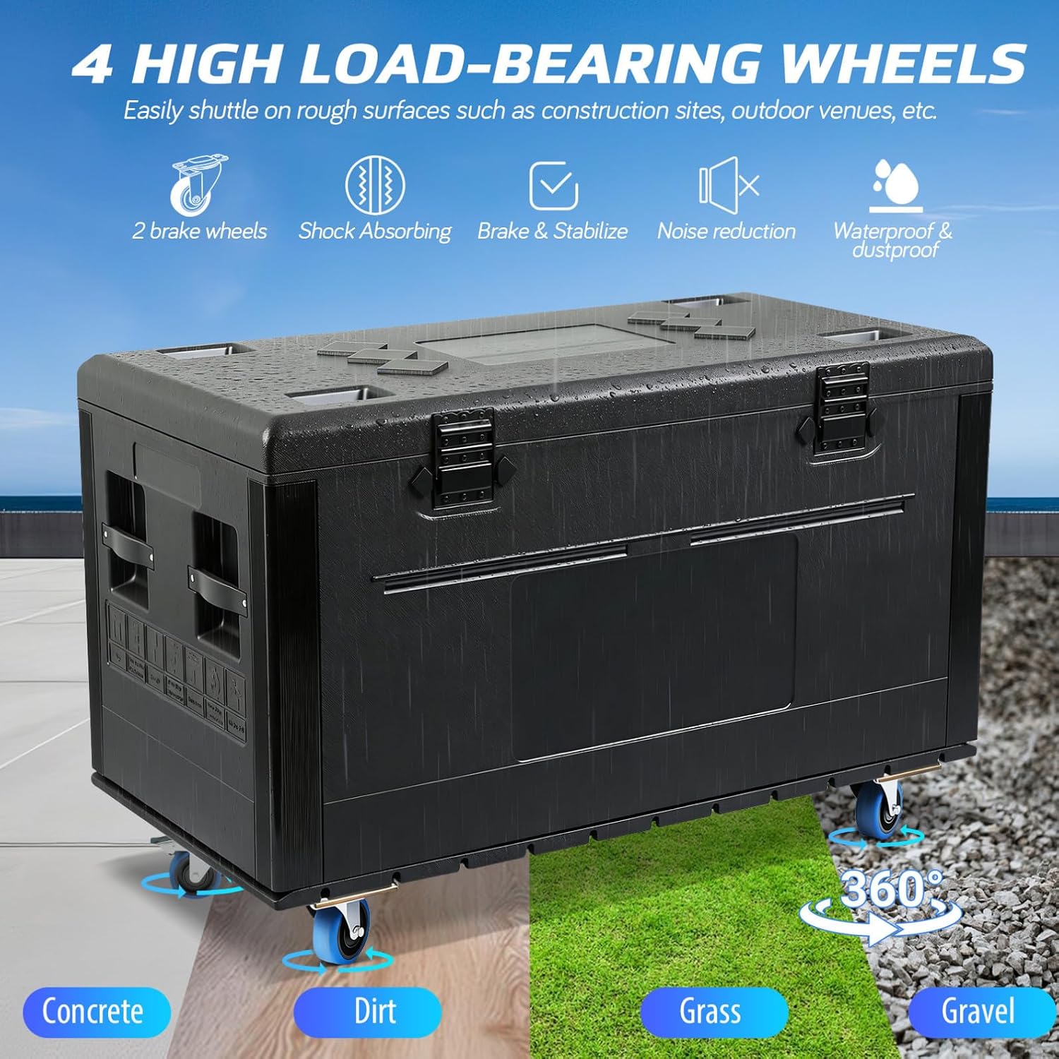 Rolling Road Case with 3 Dividers, 500kg Load, PE/EVA Shell