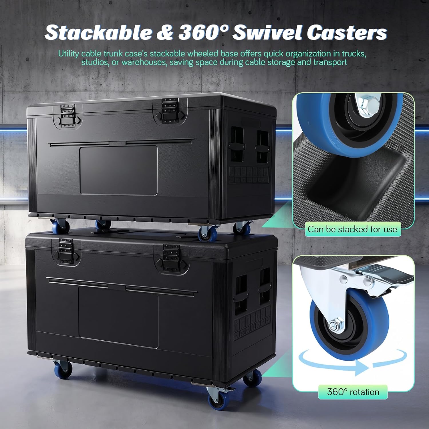 Heavy Cable Transport Case, Rolling Road Case with Wheels, 500kg
