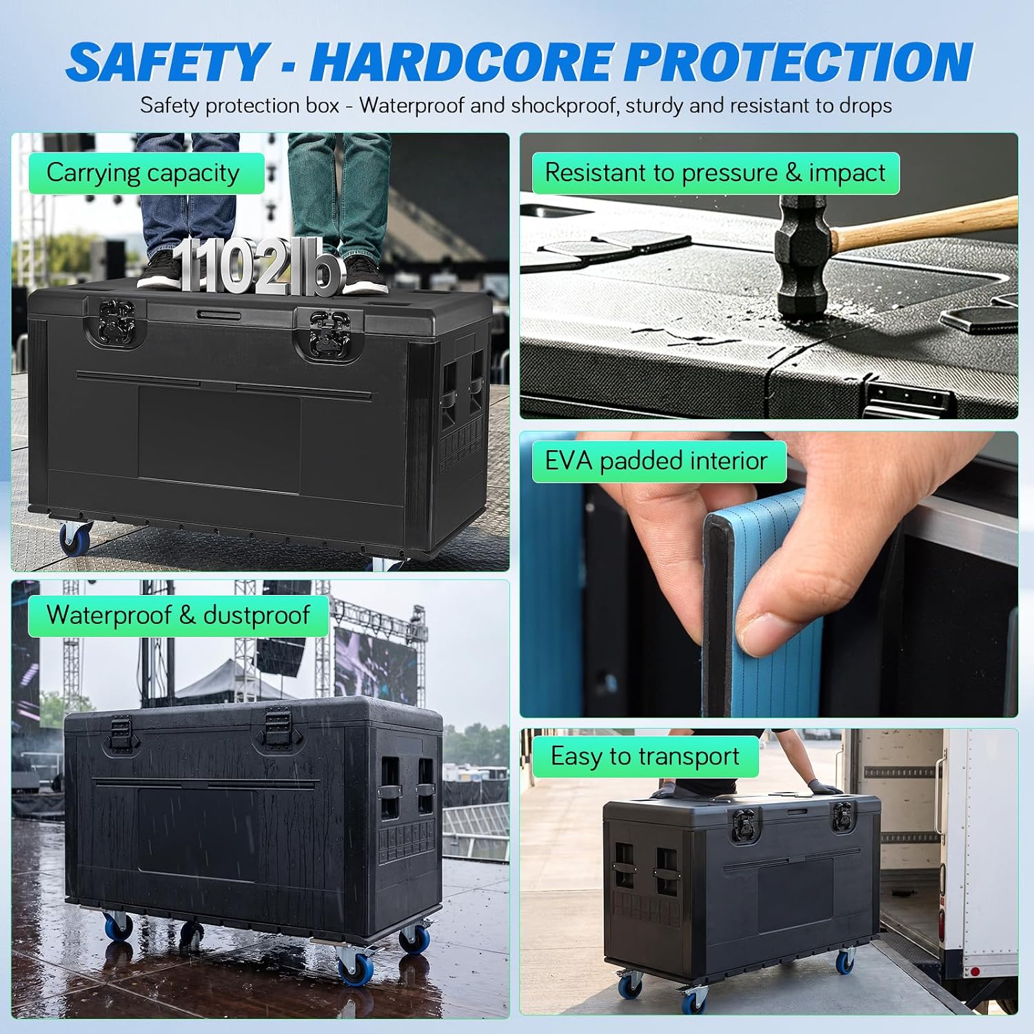Heavy Cable Transport Case, Rolling Road Case with Wheels, 500kg