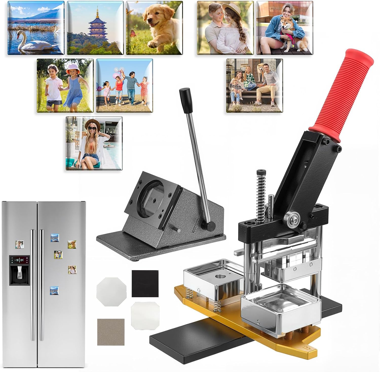 Magnet Maker Machine Kit 50x50MM Square, DIY Photo Magnet Press with Paper Cutter & Supplies