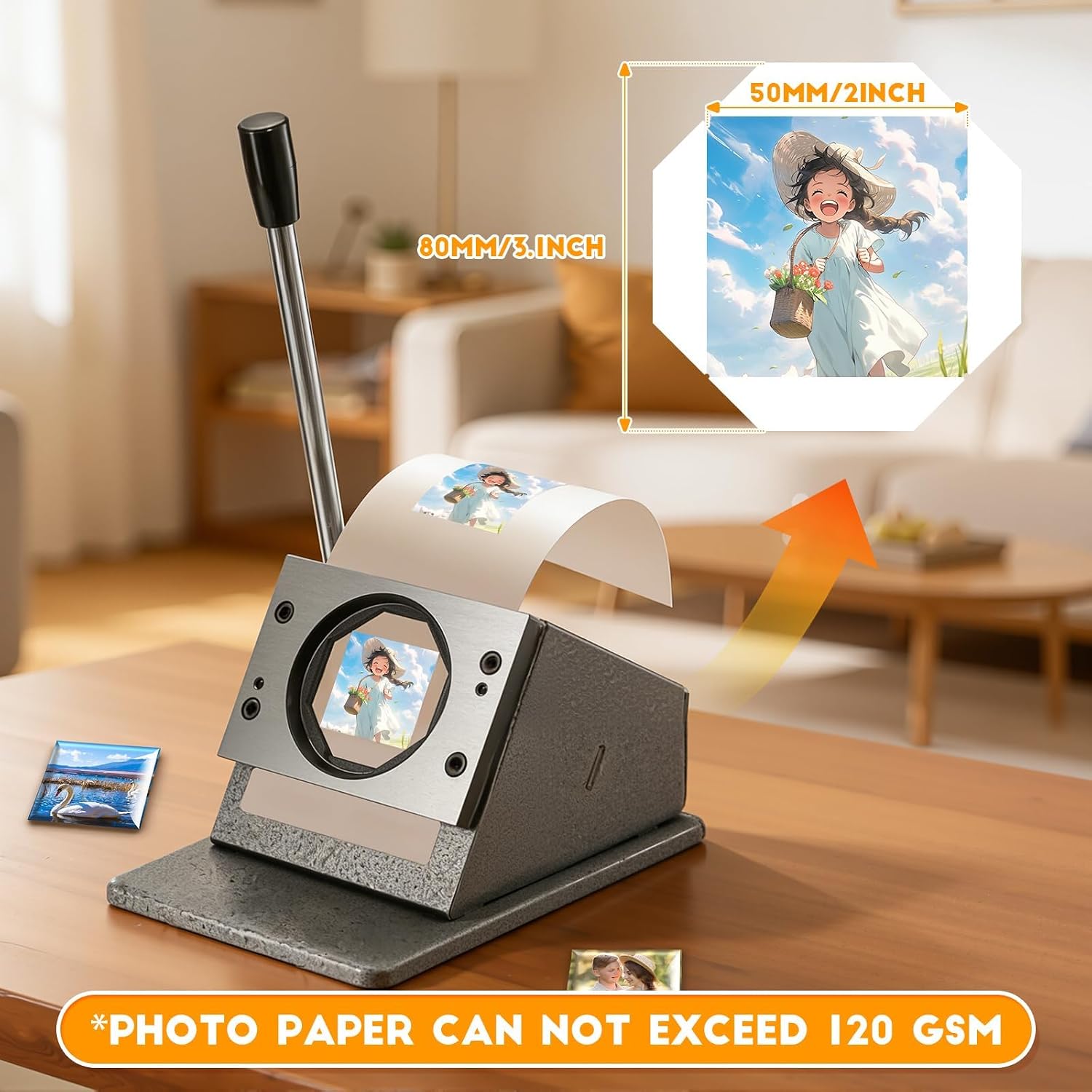 Magnet Maker Machine Kit 50x50MM Square, DIY Photo Magnet Press with Paper Cutter & Supplies